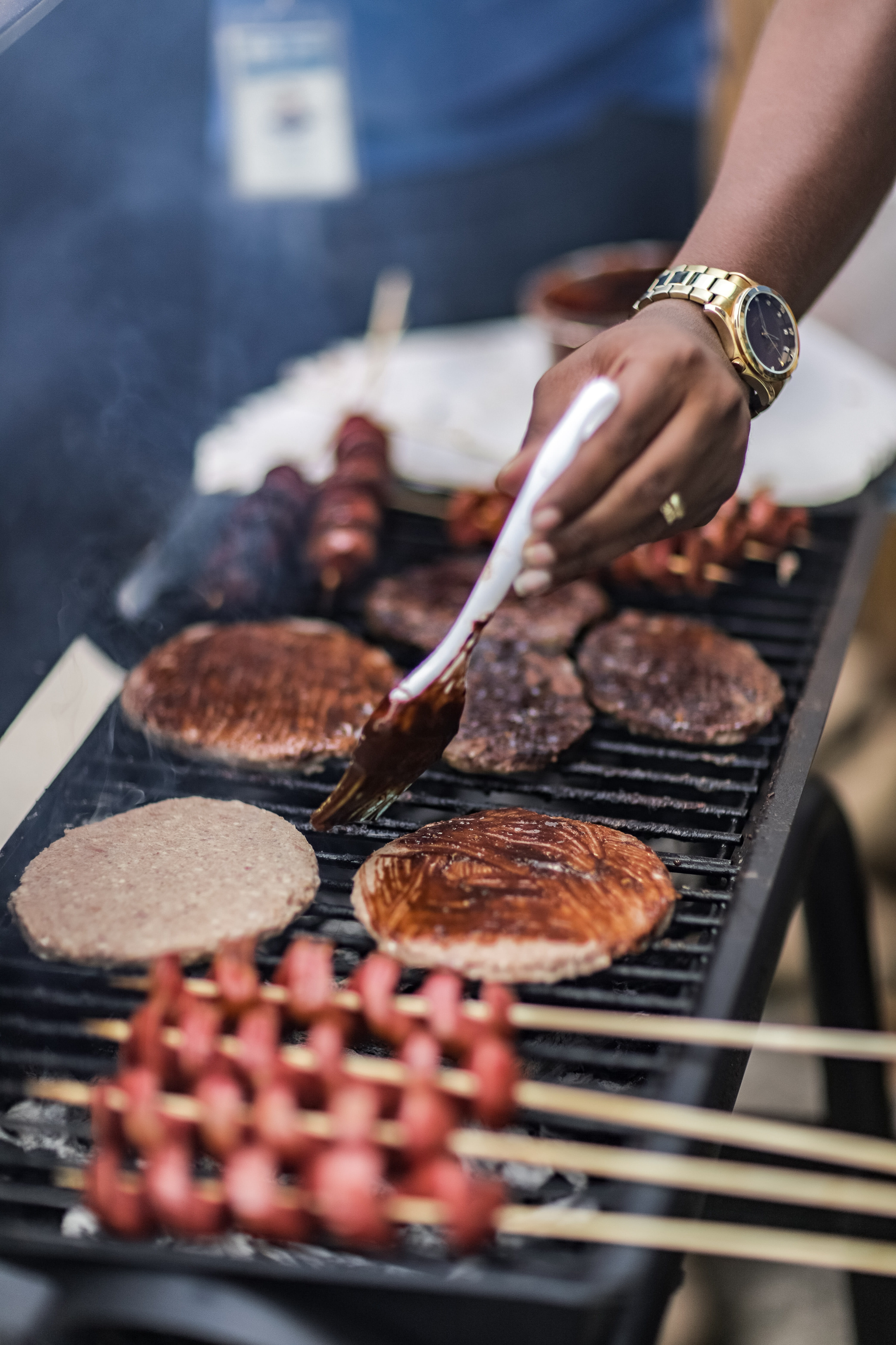 cookie, heat - temperature, human, human hand, grilled, food, bbq, barbecue grill, food and drink, grill, person, pork, selective focus, patty, preparing food, Phone HD Wallpaper