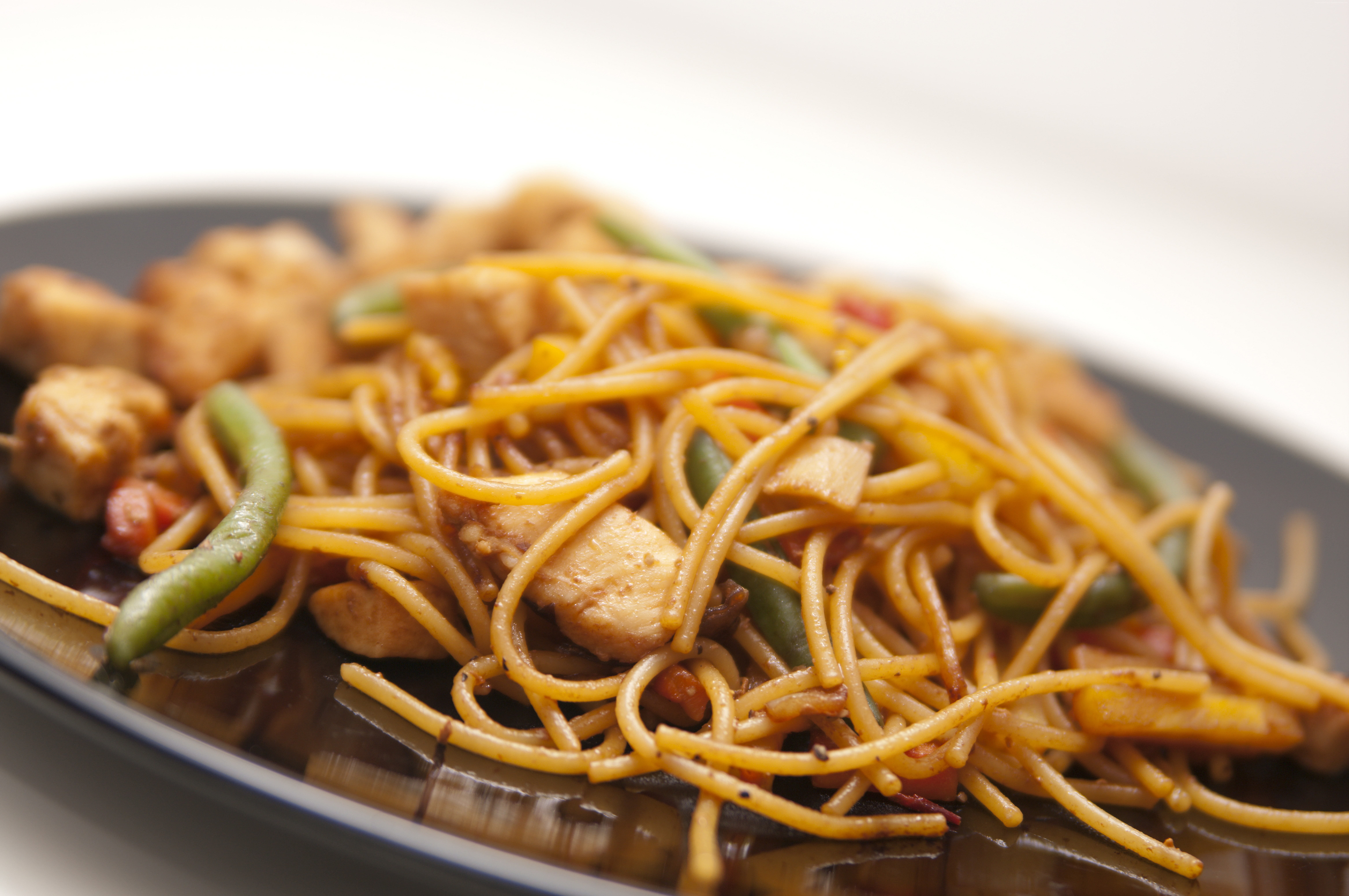 Pasta, 8K, meat, asparagus, HD Wallpaper