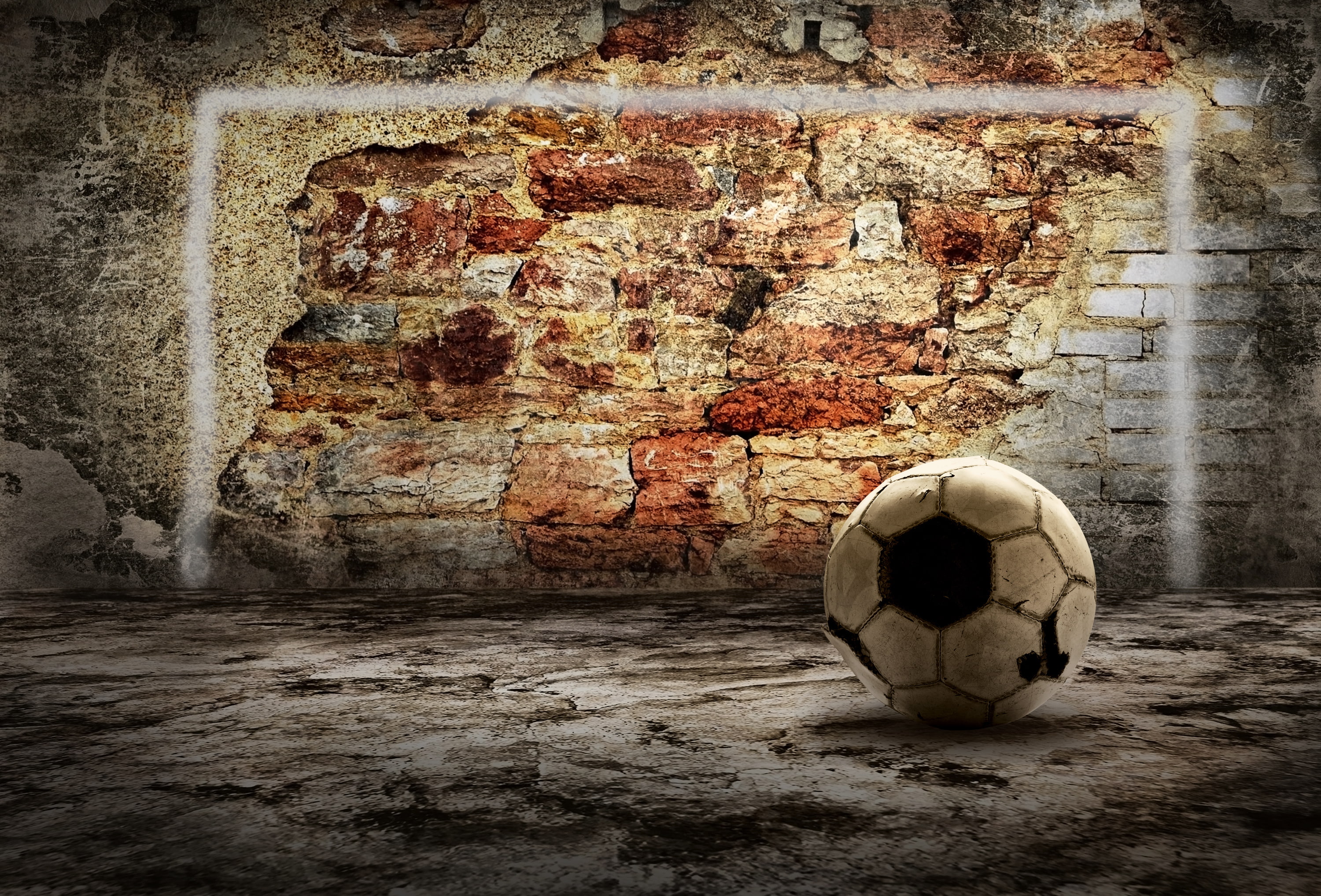 ball, the ball, 2K, brick, wall, HD Wallpaper