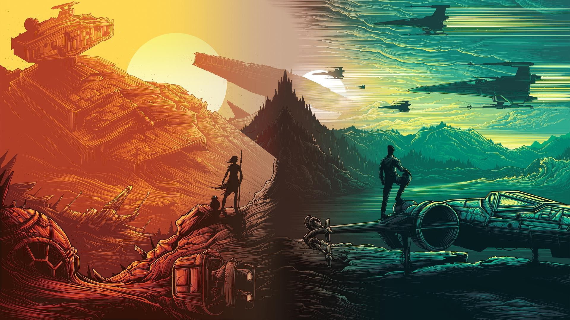 environment, Poe Dameron, scenics - nature, group of people, non-urban scene, leisure activity, land, Star Wars: Episode VII - The Force Awakens, mountain, HD Wallpaper