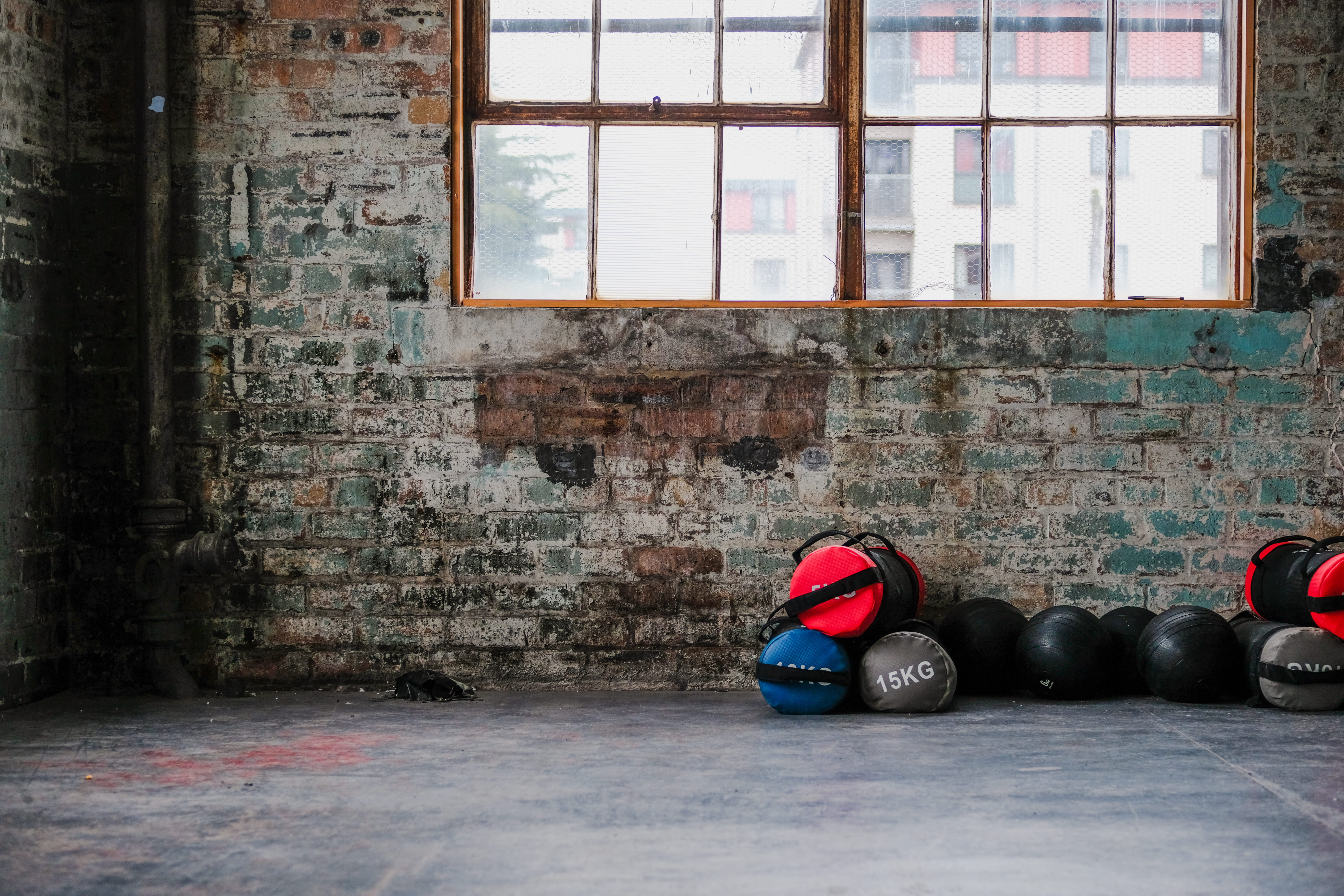 no people, window, ball, building, architecture, gym, brick wall, factory, sport, sphere, sports, built structure, old, indoors, bowling, workout, sports equipment, HD Wallpaper