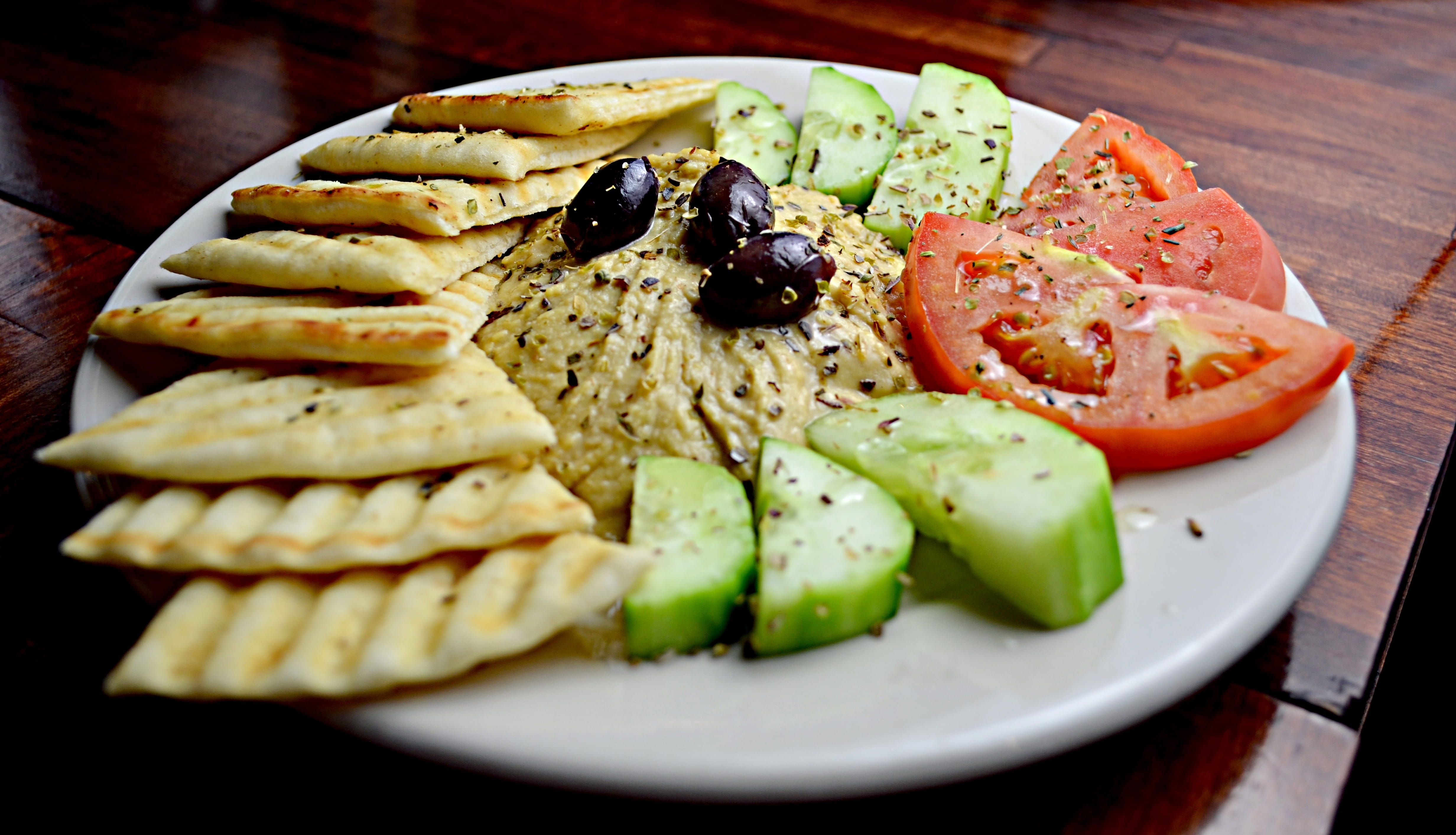salad, ready-to-eat, no people, close-up, meal, snack, 4K, vegetarian food, greek food, plate, freshness, sliced, temptation, taco, cucumber, table, tomato, HD Wallpaper