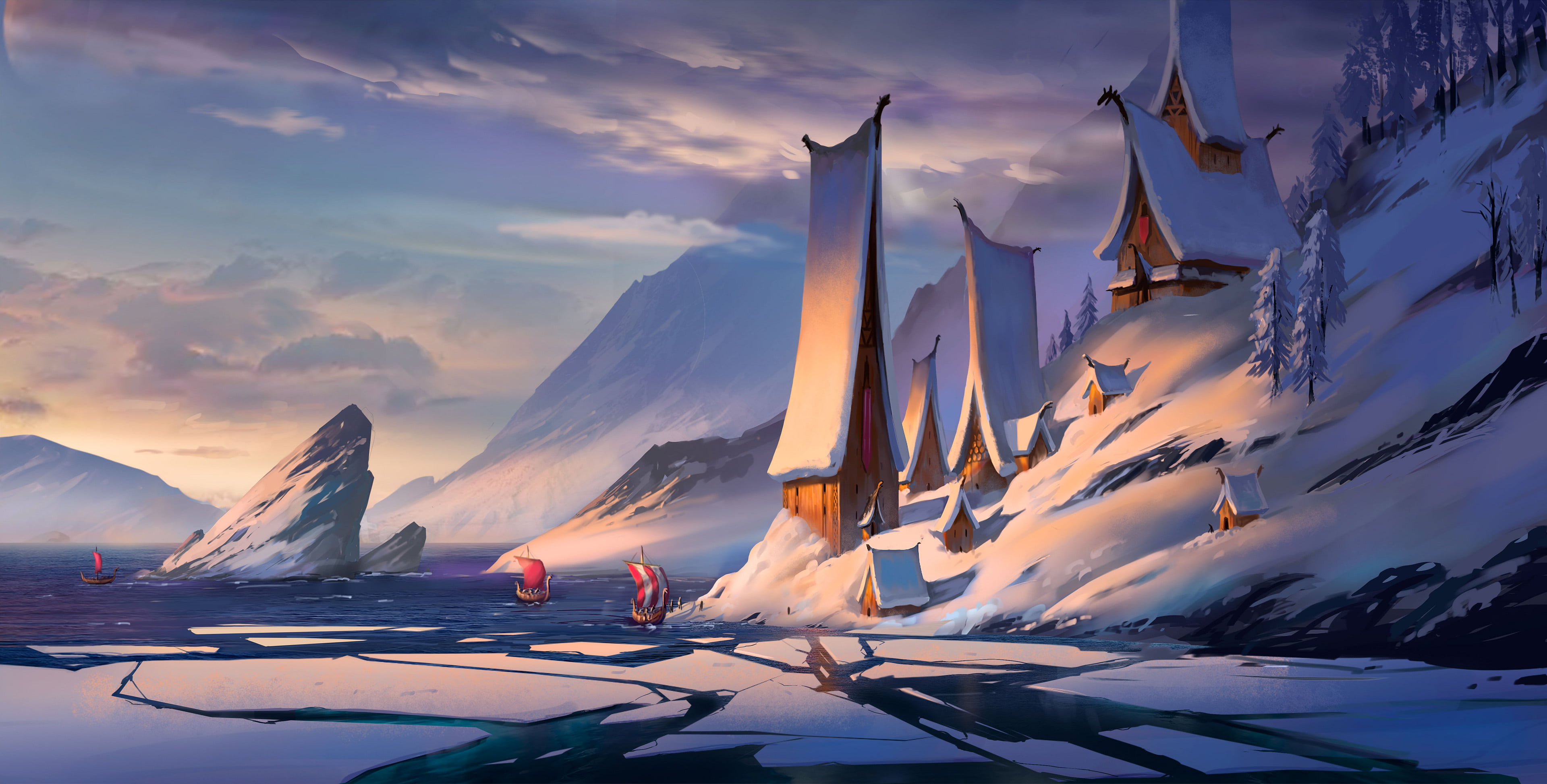 snow, landscape, 4K, Eduardo suarez garcia, digital art, artwork, HD Wallpaper