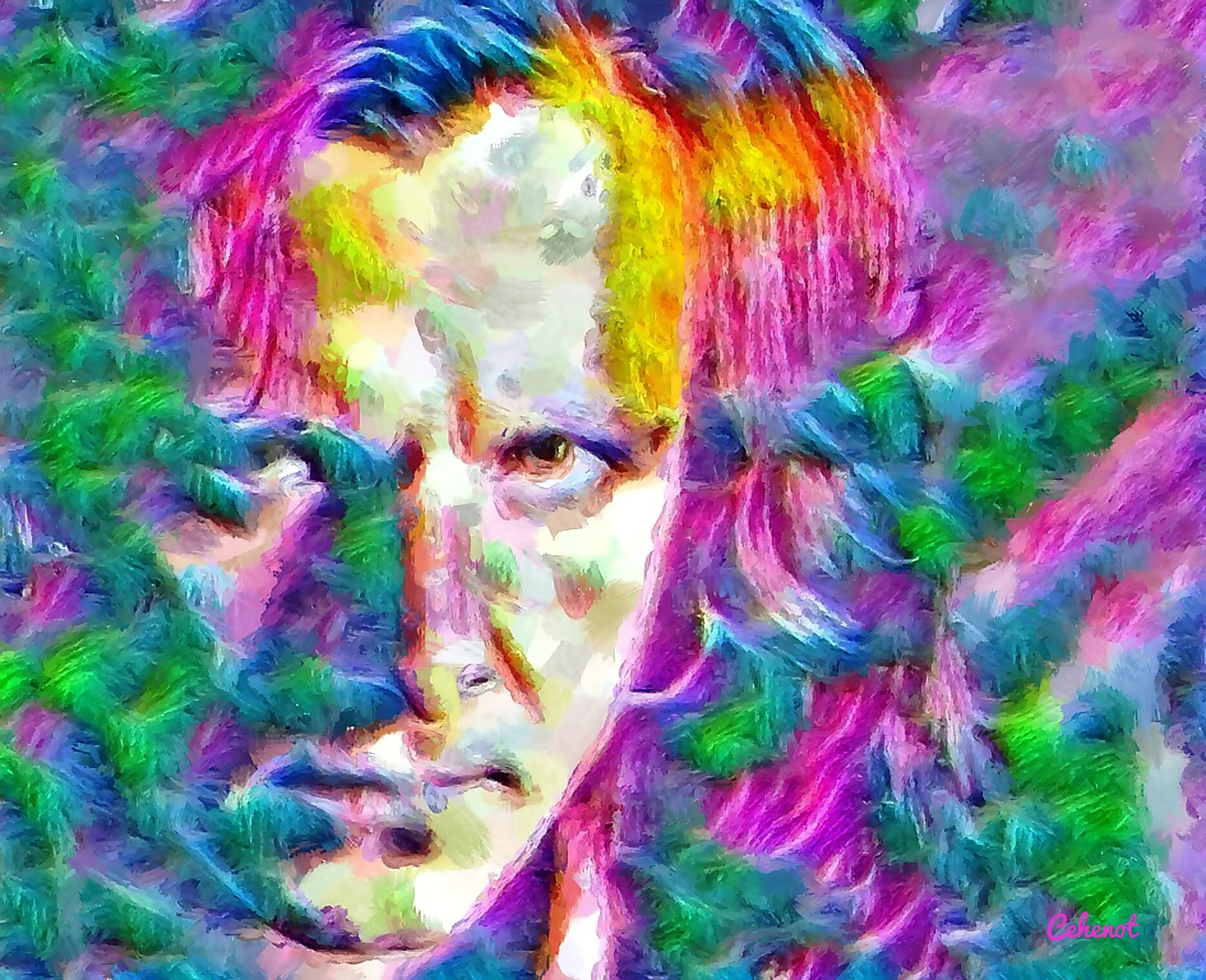 colorful, pattern, digital composite, paint, adult, face, pink, yellow, painting, green, art and craft, Eduardo Palomo, blue, juan del diablo, 1080P, multi colored, HD Wallpaper