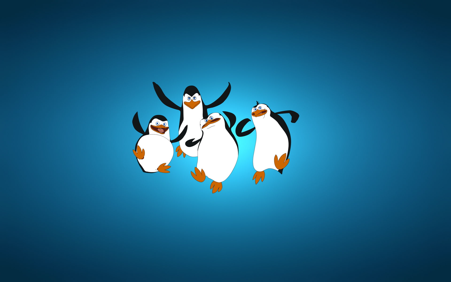 blue, The Penguins of Madagascar, animal themes, minimalism, mammal, colored background, copy space, madagascar, representation, digital, four, HD Wallpaper