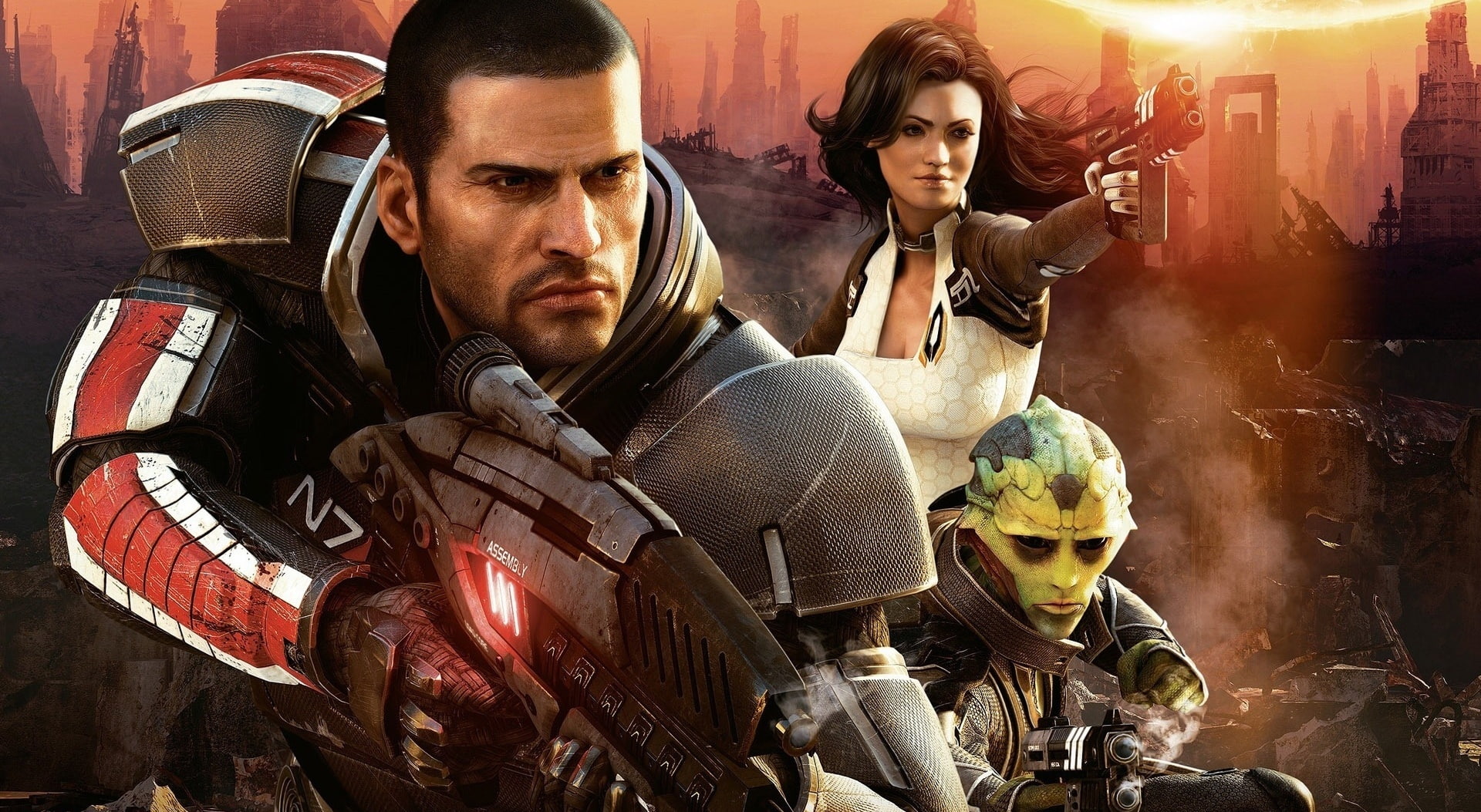 couple - relationship, Effect, clothing, young adult, action, waist up, Mass Effect, togetherness, Games, transportation, character, young men, HD Wallpaper