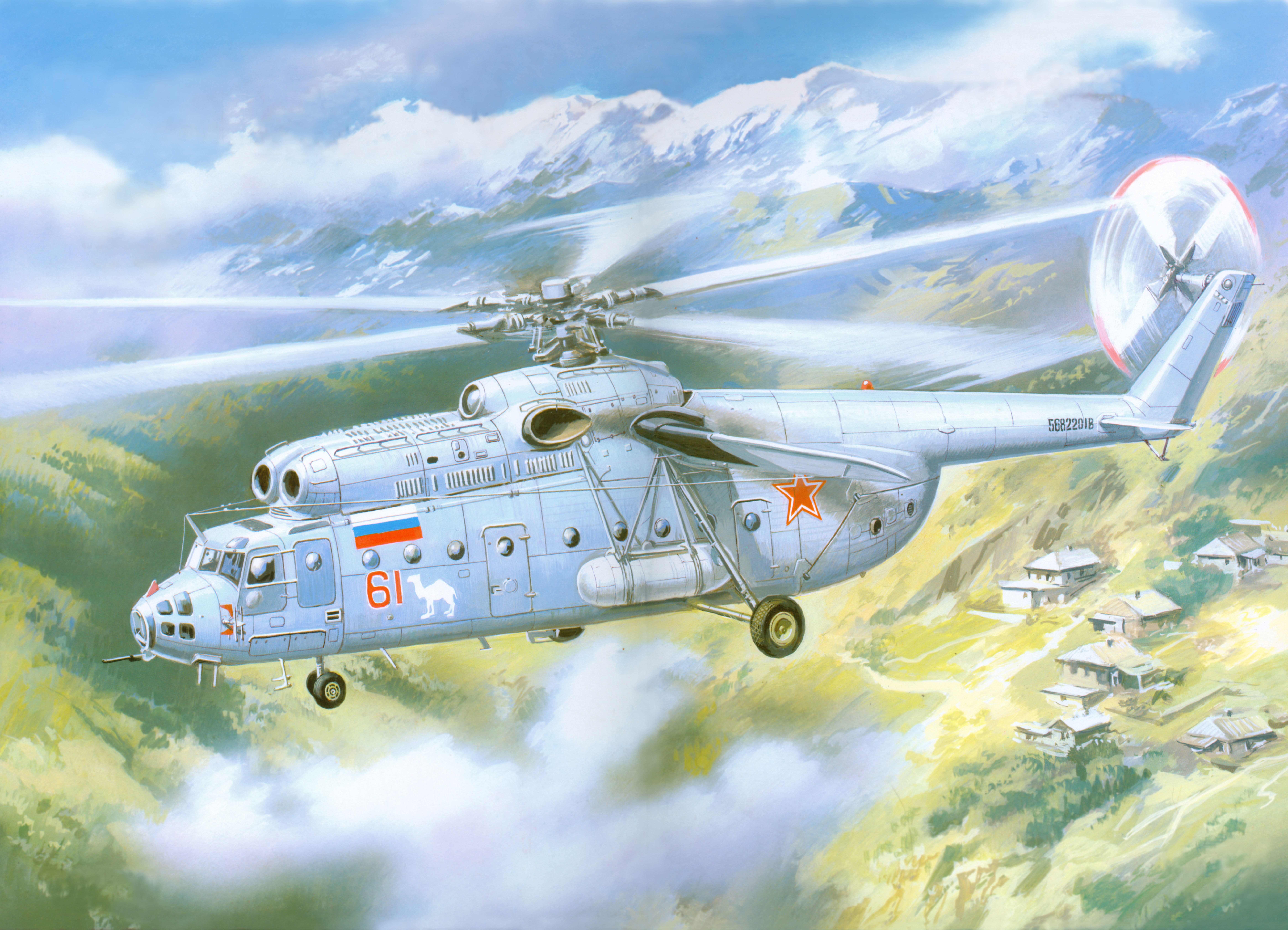 heavy, 8K, aviation, helicopter, Soviet, art, Mi-6, multipurpose, HD Wallpaper