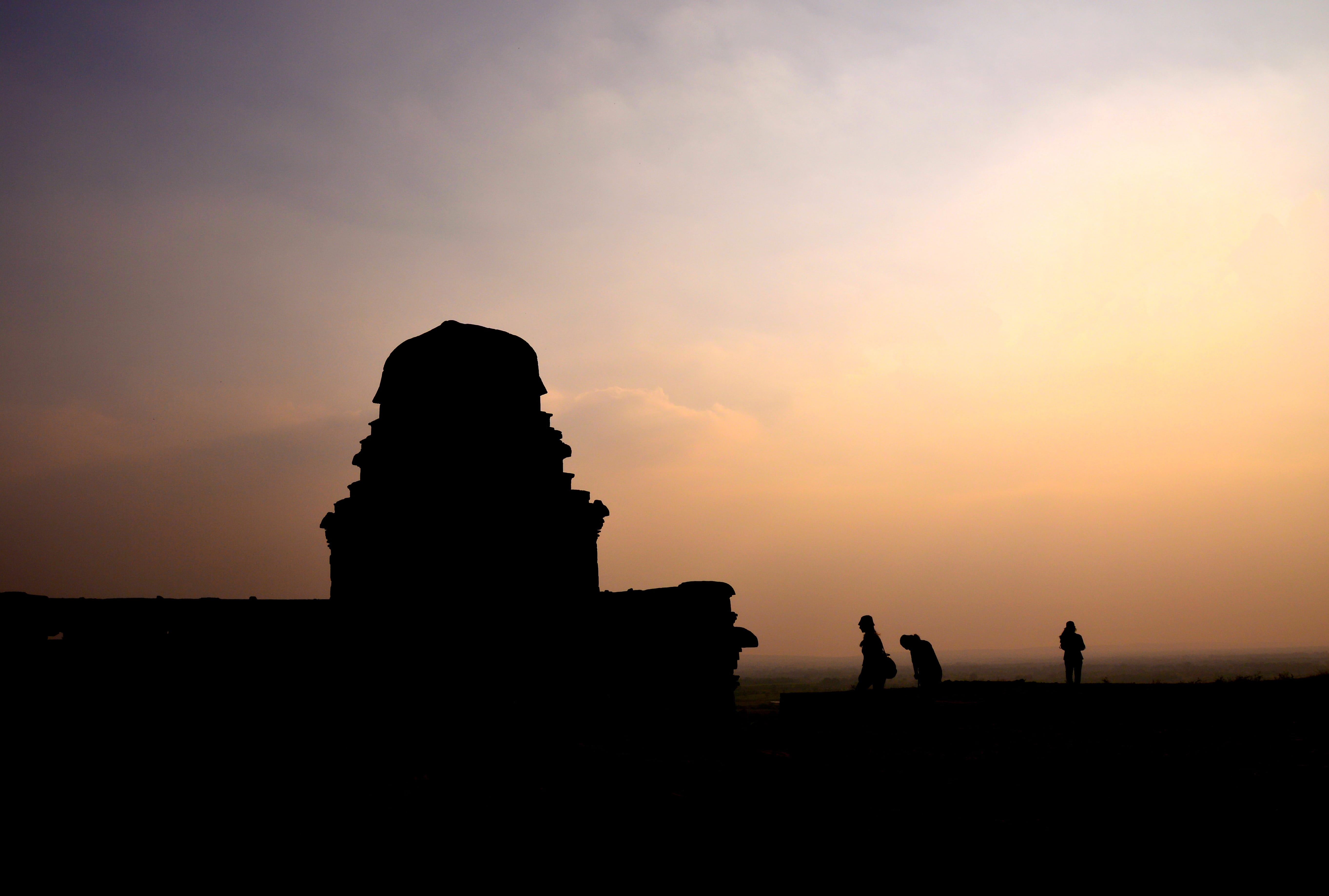 building, women, bird, people, sunlight, human, dusk, real people, tranquil scene, martial arts, nature, 5K, sunset, cloud - sky, men, orange color, copy space, HD Wallpaper