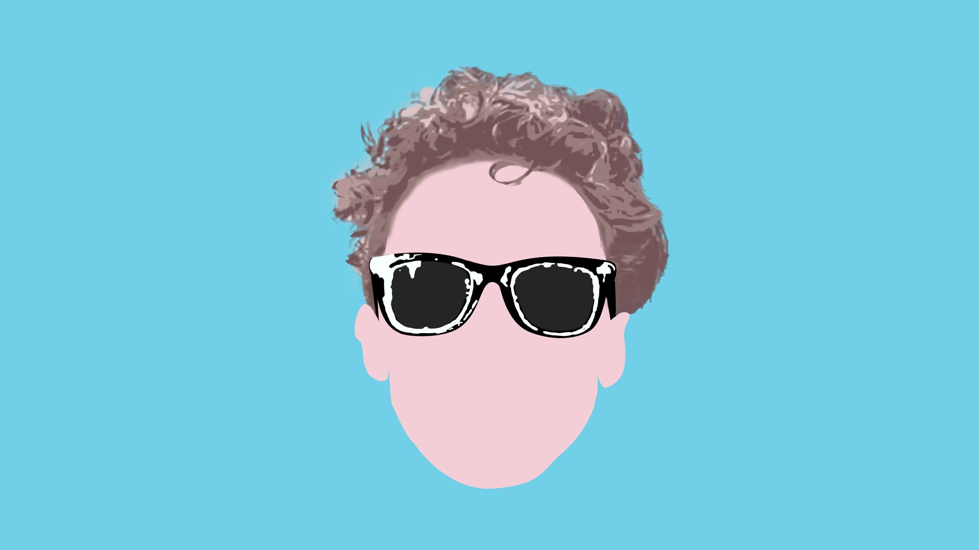one person, young adult, 2K, blue background, adult, headshot, colored background, sunglasses, mask, glasses, disguise, hairstyle, human body part, casey neistat glasses motivational, HD Wallpaper