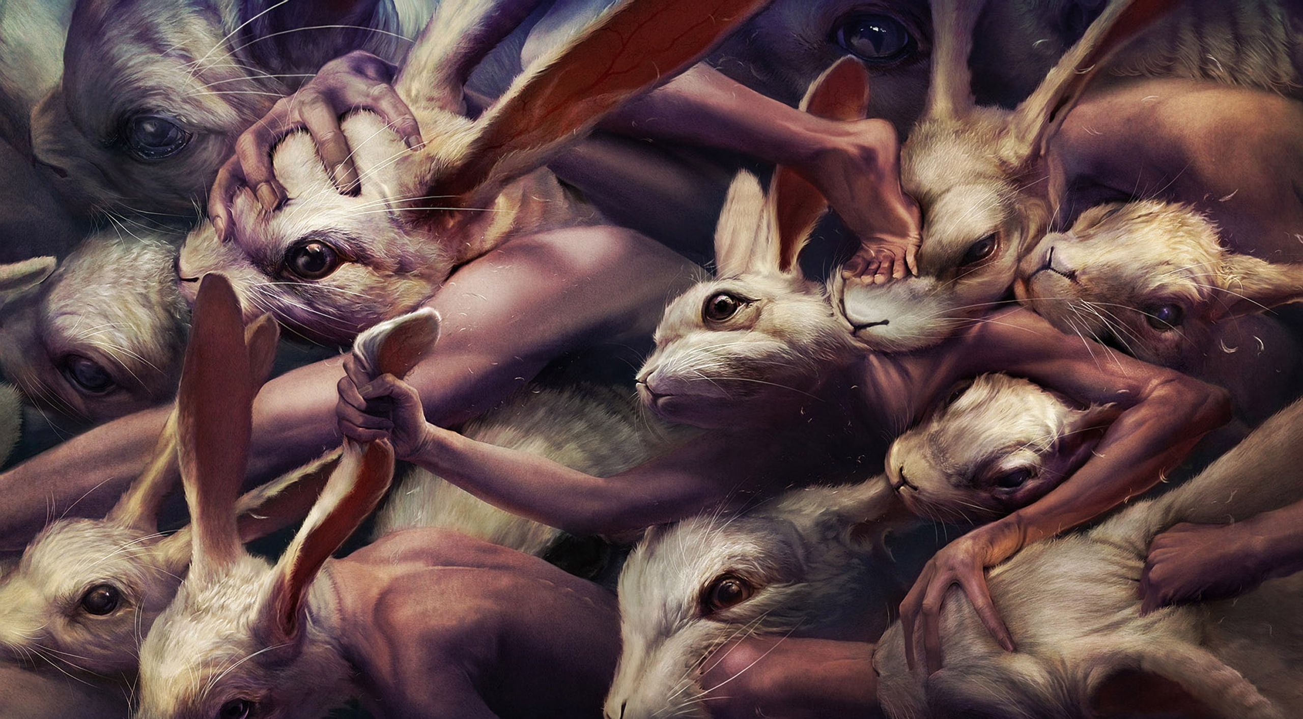 abundance, retail, market, human, indoors, animal head, backgrounds, flock of birds, painting, mammal, no people, full frame, half, animal, Fantasy, Artwork, HD Wallpaper
