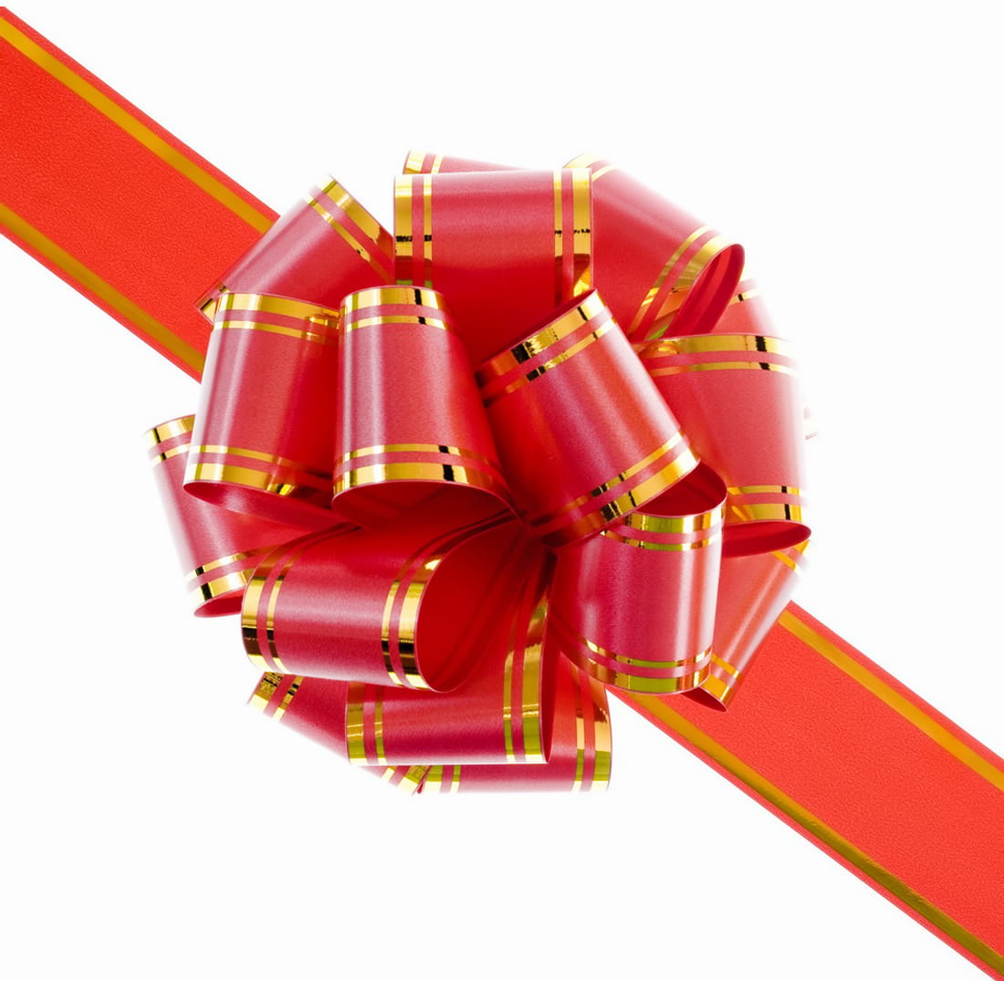 isolated, tied bow, tied, new years eve, red, present, surprise, xmas, studio shot, 480P, holiday, white background, decoration, close-up, shine, season, HD Wallpaper