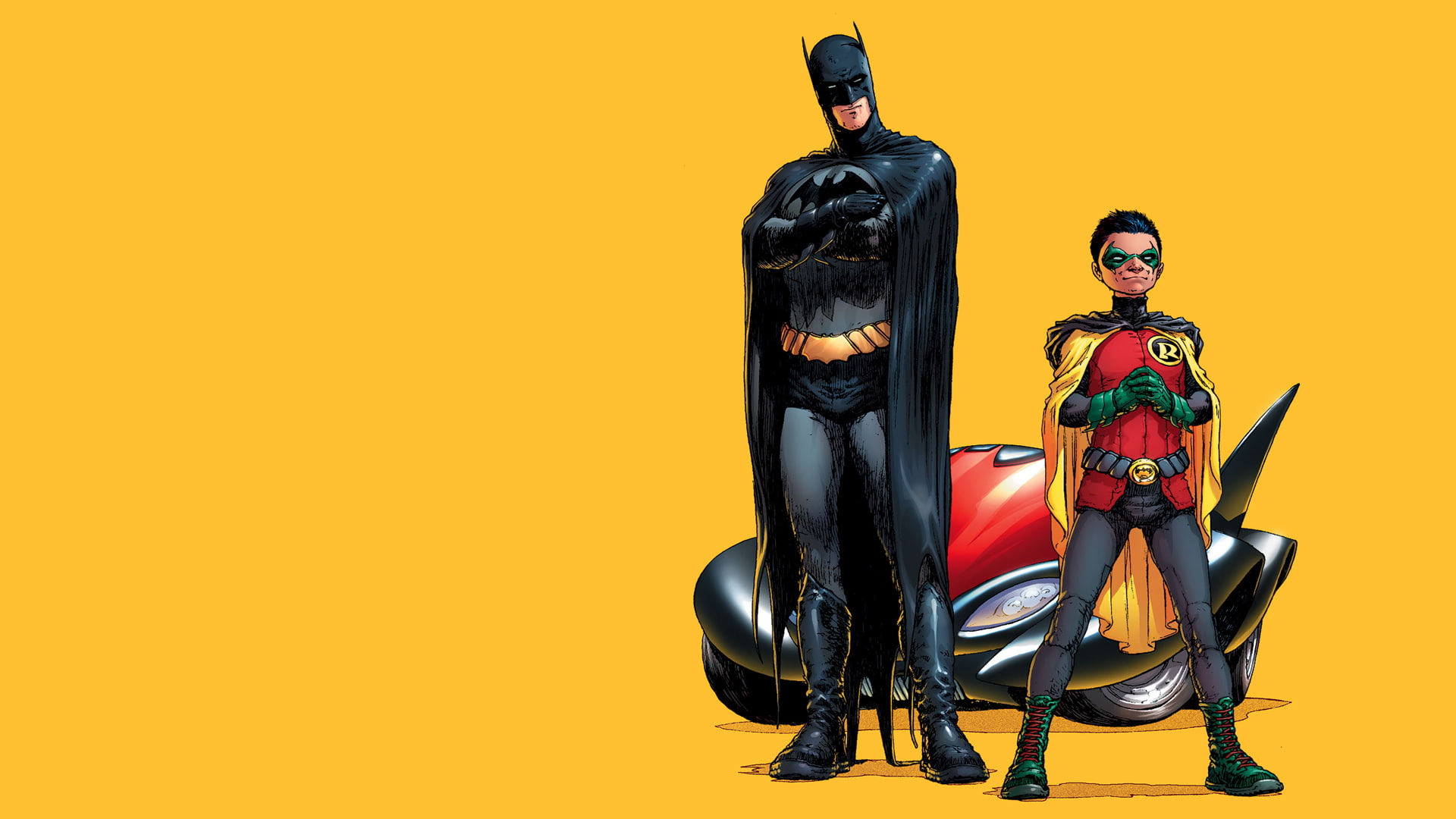 cartoon/comic, 1080P, orange, hd, robin, batman, HD Wallpaper