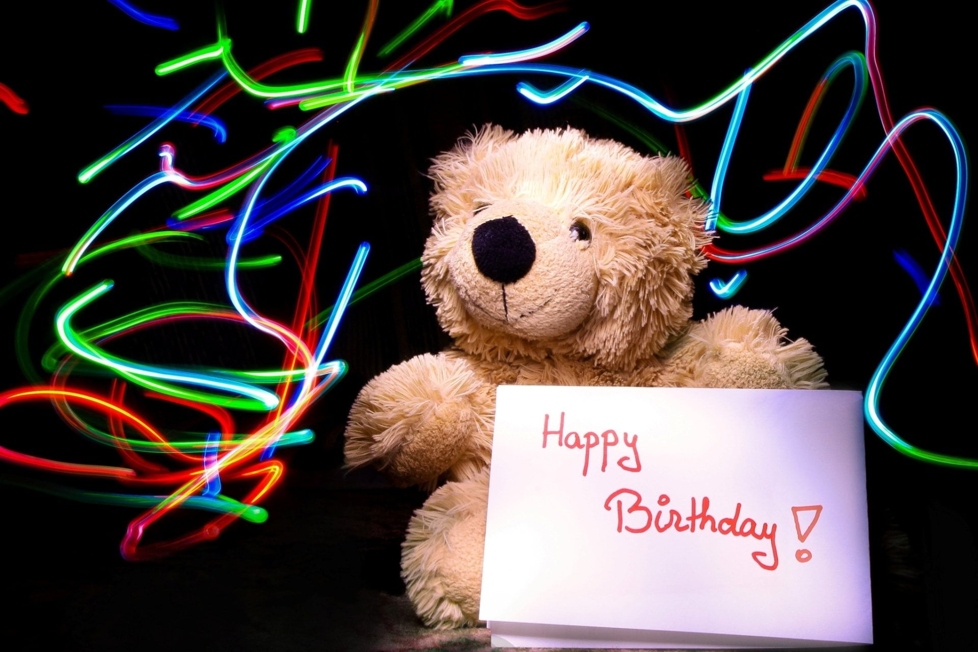 Teddy Bear, representation, Holiday, Happy Birthday, indoors, art and craft, 1080P, animal representation, teddy, communication, brown, softness, illuminated, HD Wallpaper