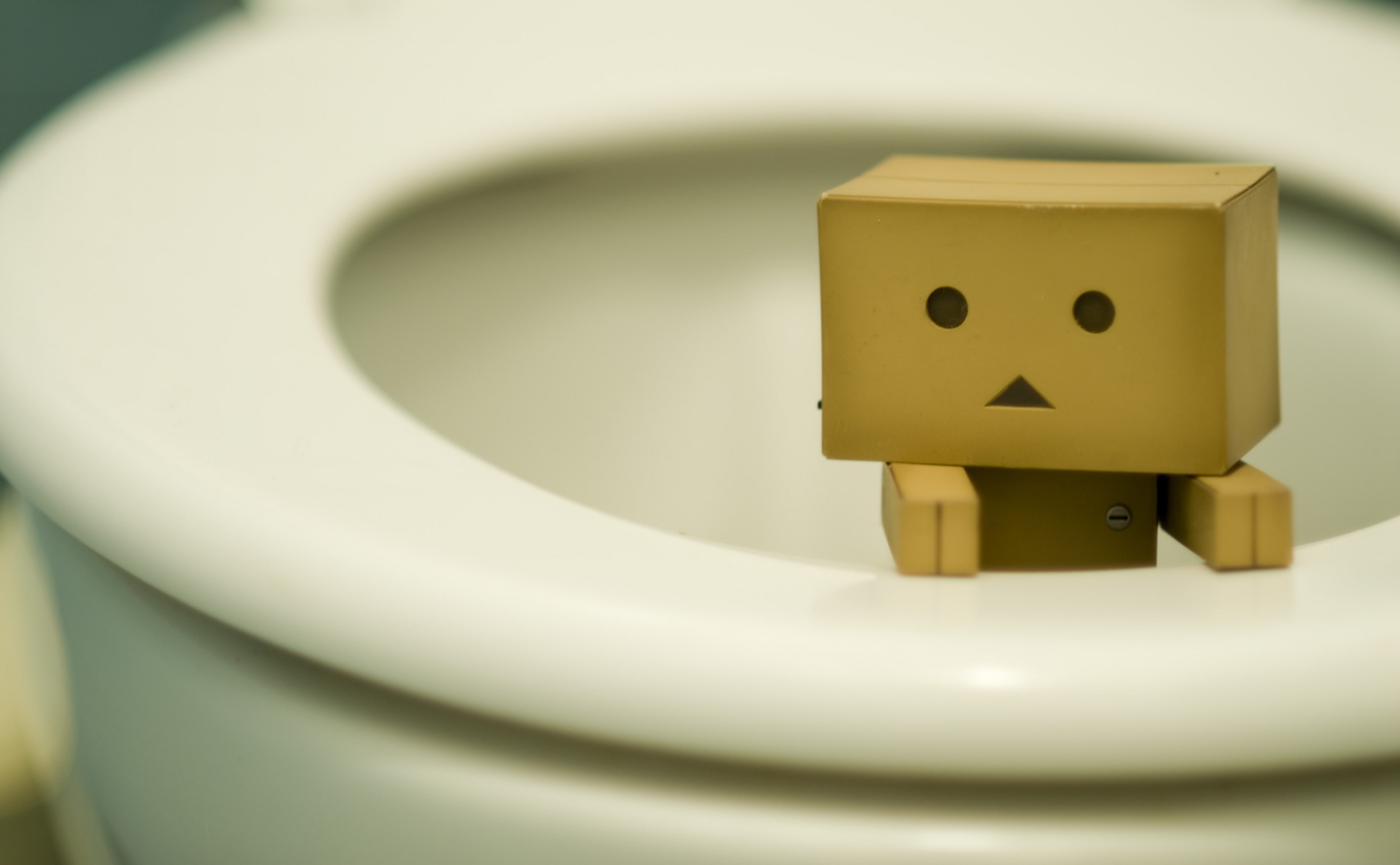art and craft, cardboard, Adventures, indoors, anthropomorphic smiley face, bathroom, illustration, Funny, paper, selective focus, toilet, creativity, Danbo, HD Wallpaper