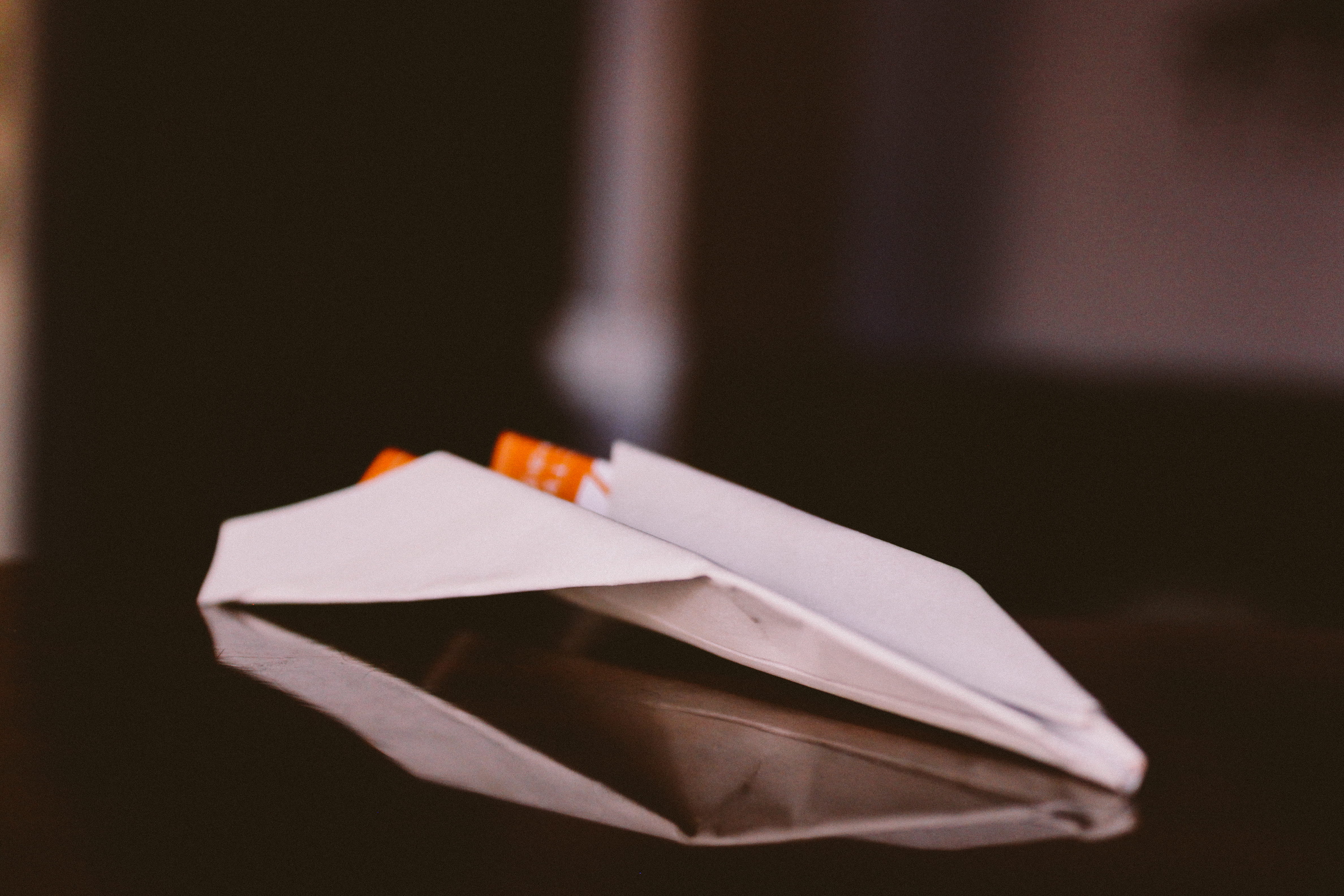 selective focus, envelope, knife - weapon, mail, indoors, studio shot, no people, white, absence, 4K, black background, art and craft, white color, toilet paper, HD Wallpaper