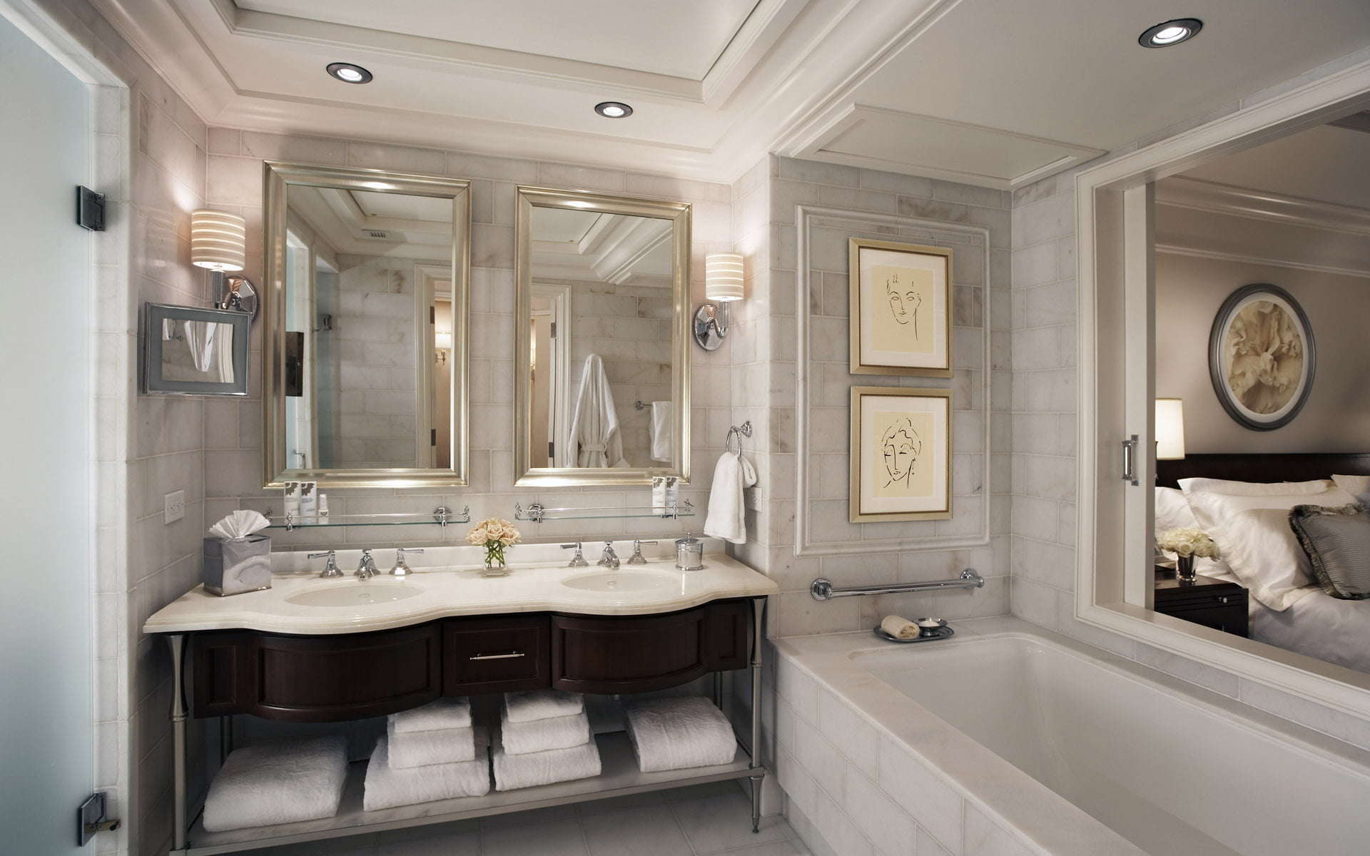 bathroom, no People, white, apartment, residential District, lighting Equipment, modern, flooring, bathtub, home Showcase Interior, luxury, decoration, HD Wallpaper