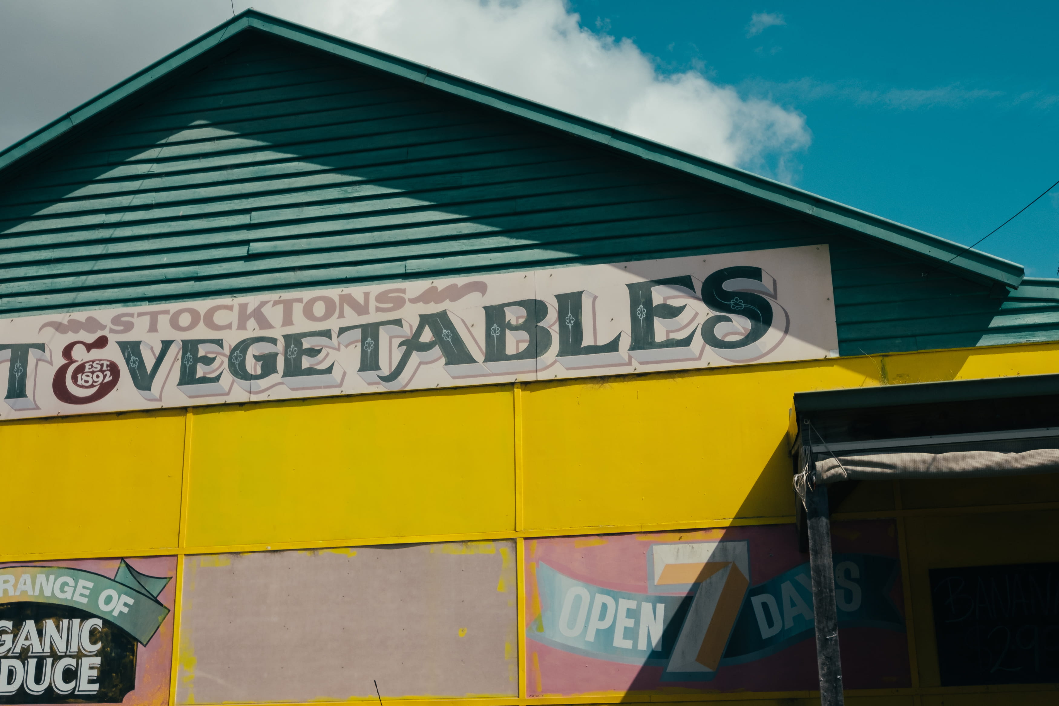 nature, billboard, no people, communication, word, day, symbol, building, shop, advertisement, house, capital letter, vegetables, transportation, yellow, HD Wallpaper
