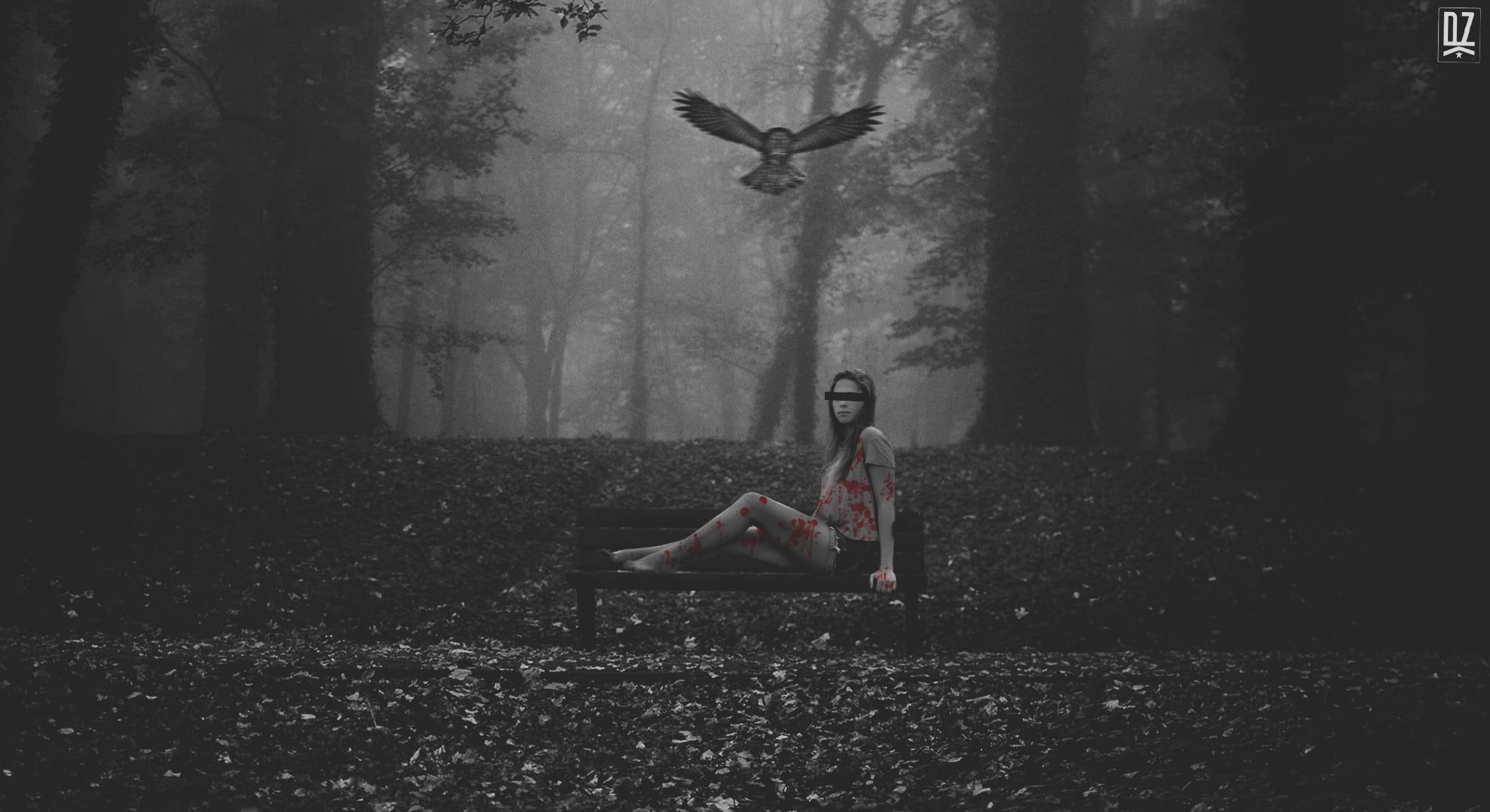 owl, women, sitting, mid-air, Photoshop, day, flying, leisure activity, vertebrate, outdoors, plant, forest, lifestyles, one person, land, digital composite, HD Wallpaper
