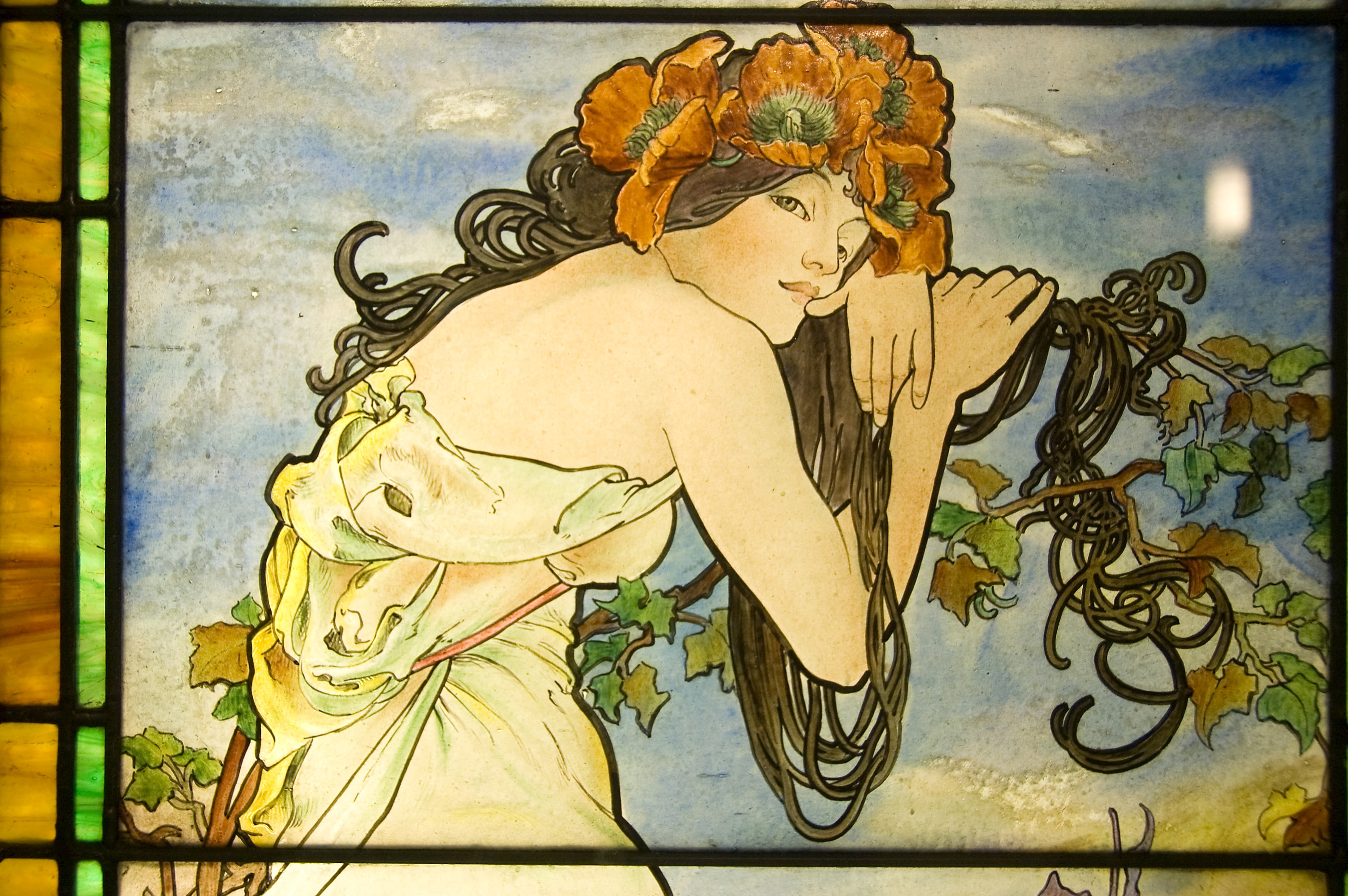 four, hd, 2K, seasons, detail, panel, nature, summer, x, art, mucha, HD Wallpaper