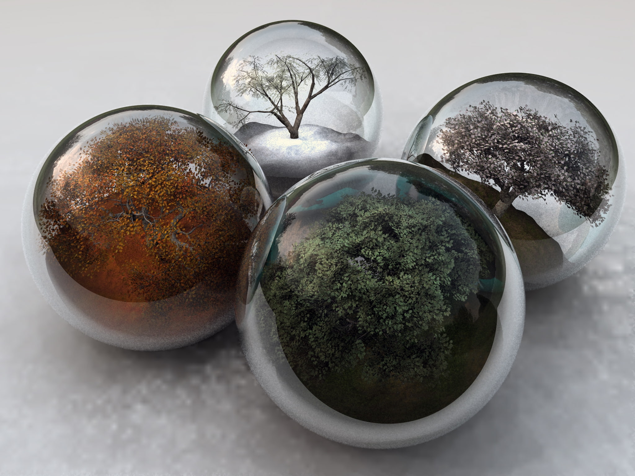 re, x, trapped, treesdoes, glass, seasons, art, nature, 1080P, orbsthey, inside, hd, four, HD Wallpaper
