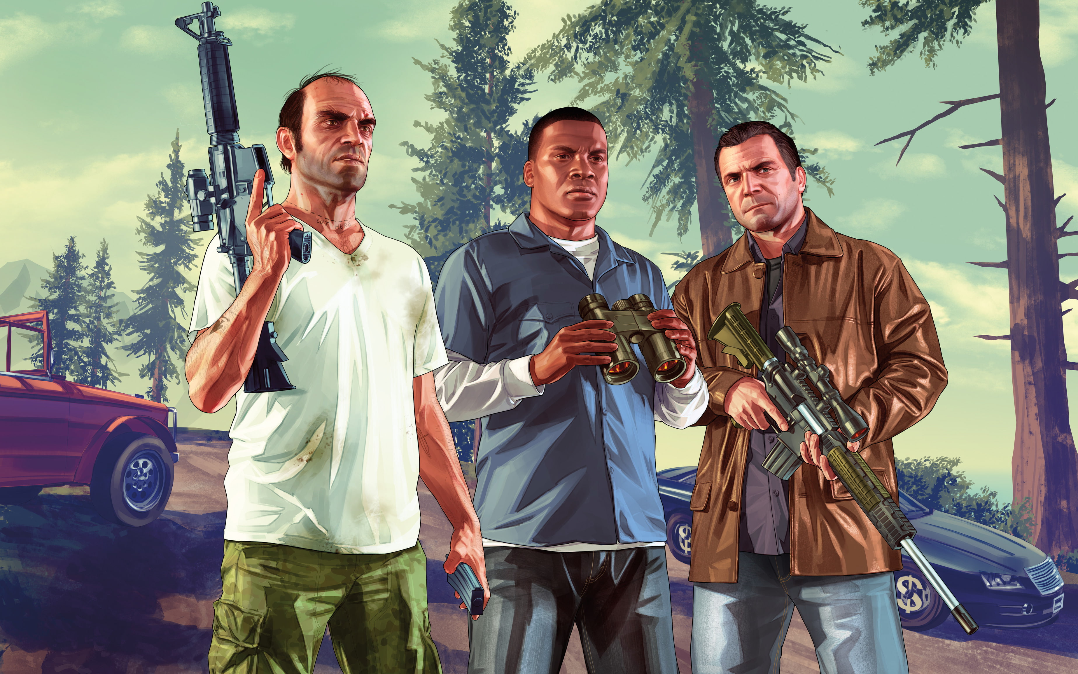 theft, 2K, grand, Trevor, digital, Franklin. Michael, Grand Theft Auto V, HD Wallpaper