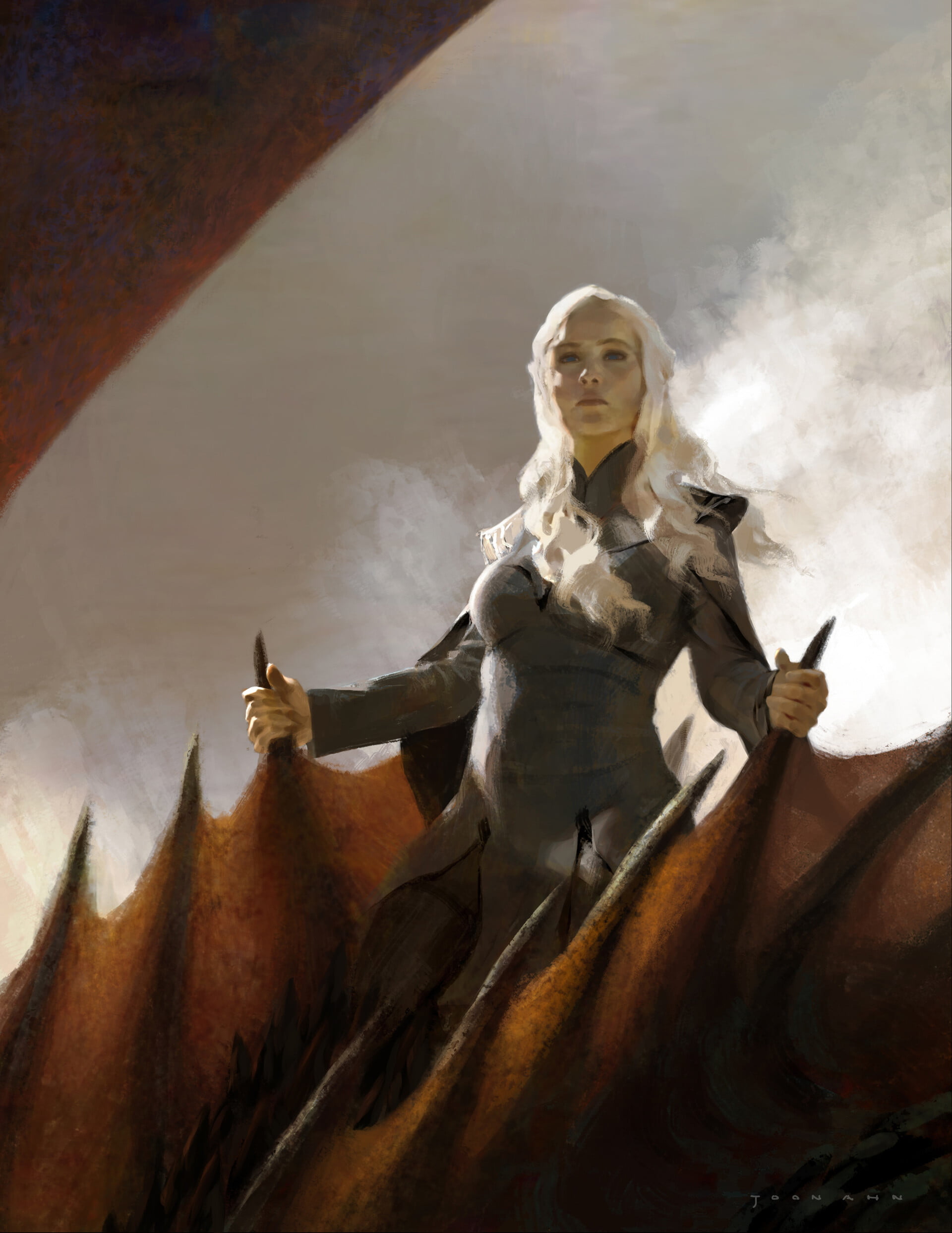 dragon, Daenerys Targaryen, Game of Thrones, fan art, 1080P, mother of dragons, artwork, Phone HD Wallpaper