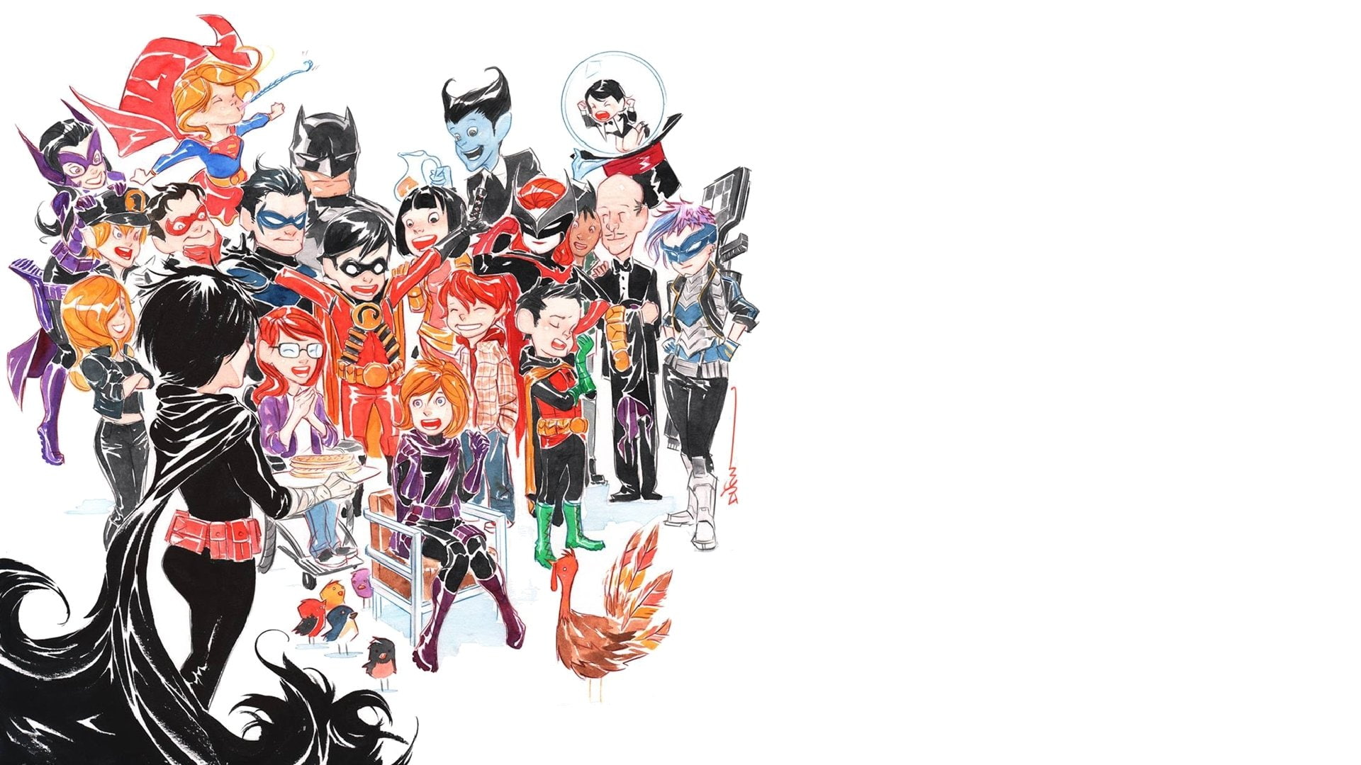 Huntress (DC Comics), Supergirl, Nightwing, Robin (DC Comics), Batman, 1080P, Alfred Pennyworth, HD Wallpaper