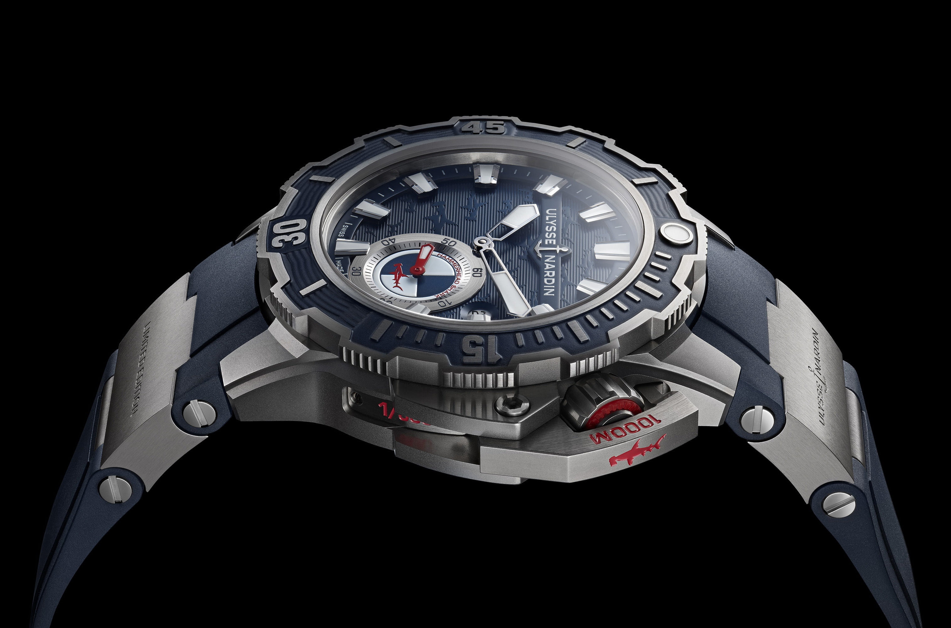 Ulysse Nardin, Diver Deep Dive, 2K, Watch, Hammerhead shark, HD Wallpaper