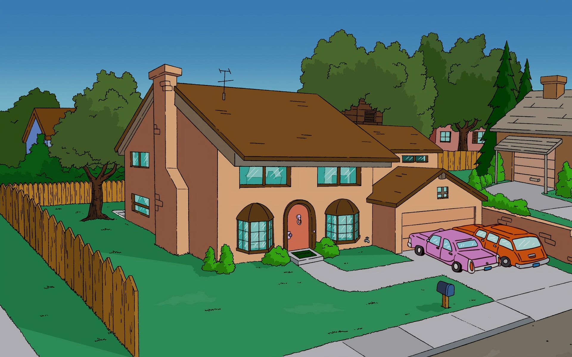 1080P, houses, Cartoons, art, x, hd, matt, simpsons, groening, home, springfield, architecture, HD Wallpaper