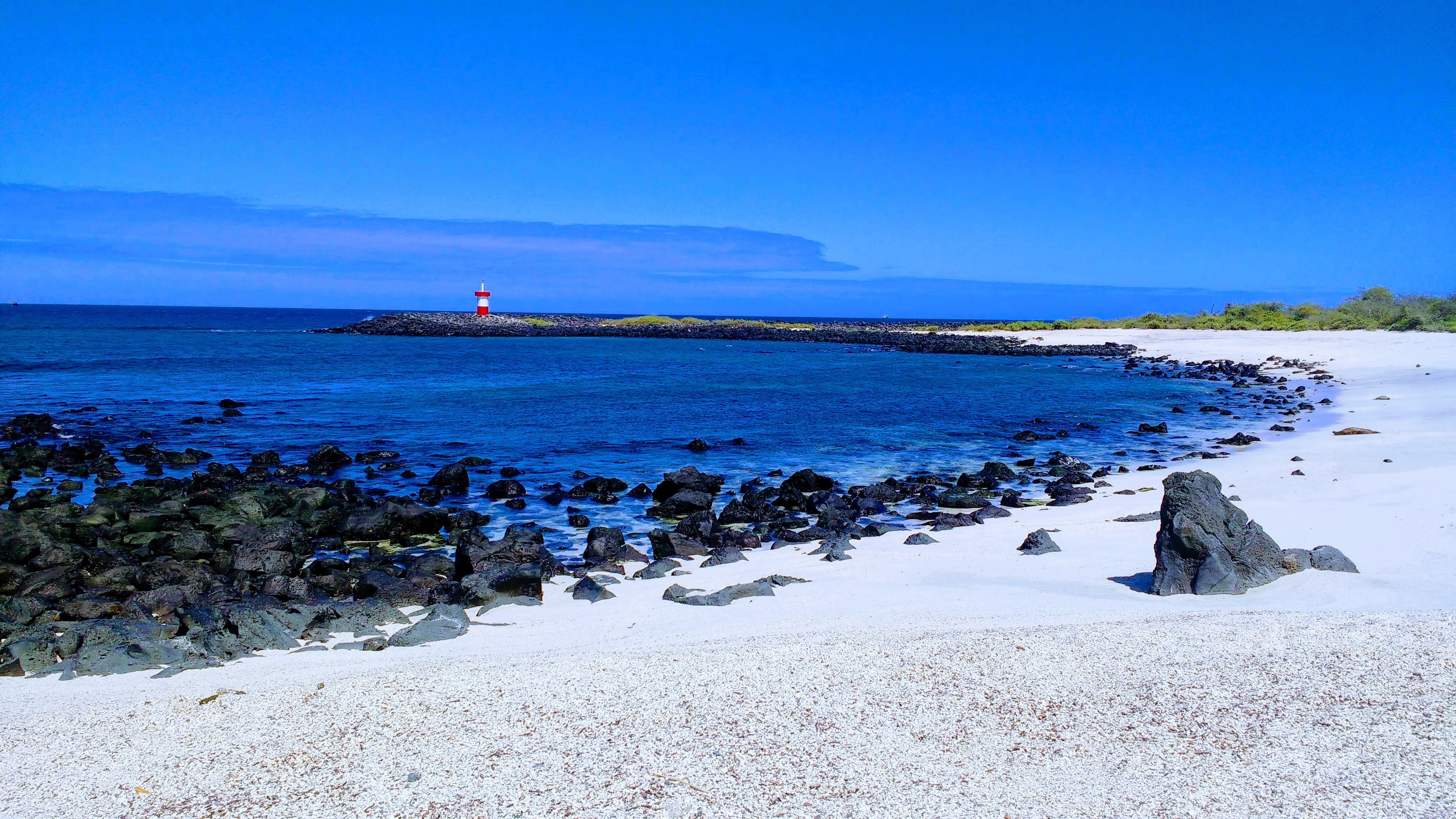 day, nature, clear sky, no people, sea, outdoors, bay, sky, rock, tranquil scene, galápagos, scenics - nature, beach, horizon over water, beauty in nature, HD Wallpaper
