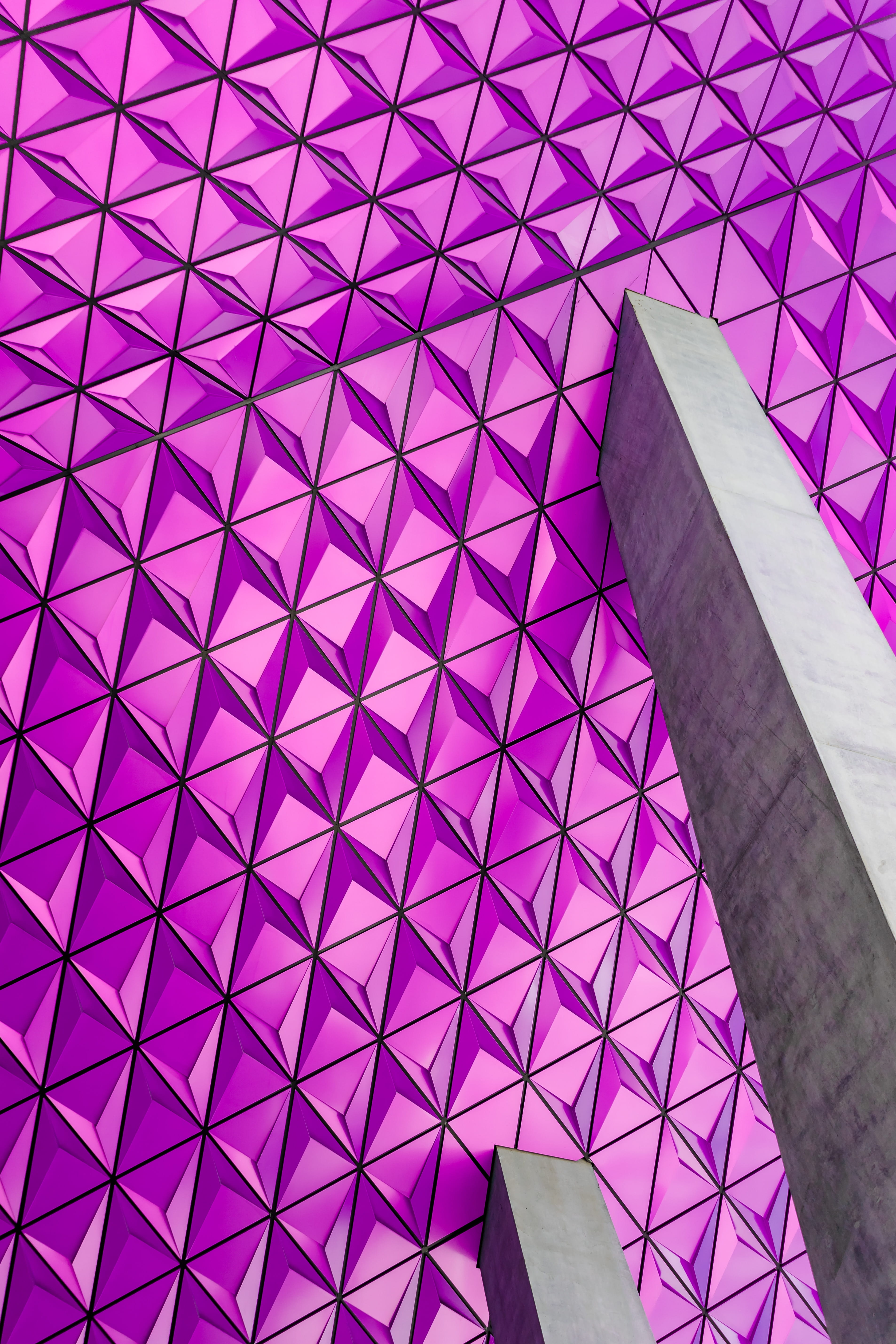 no people, modern, abstact, low angle view, photo, day, architecture, outdoors, art, travel destinations, architecture and art, purple, built structure, Phone HD Wallpaper