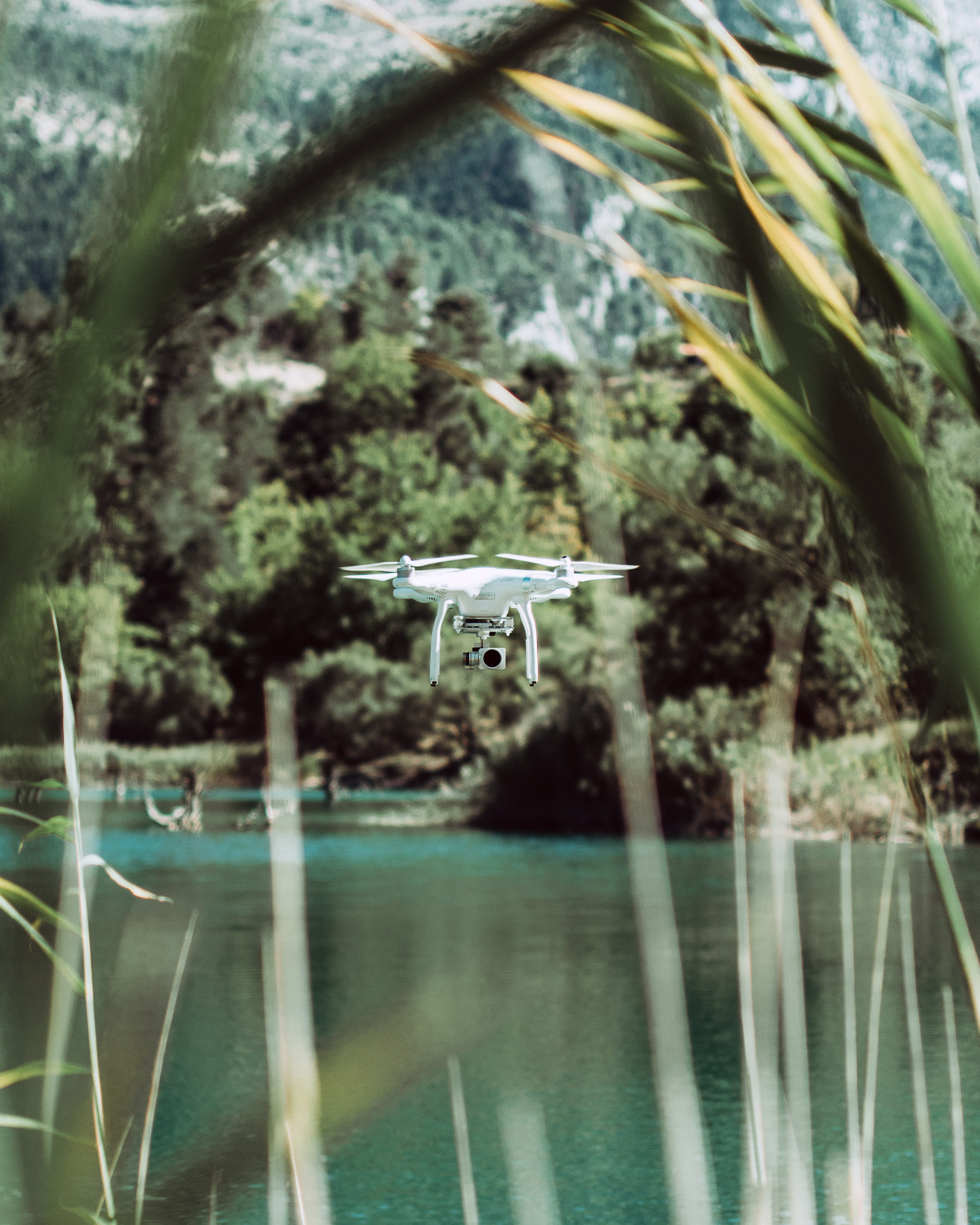 technology, surveillance, vegetation, camera, land, day, air vehicle, outdoors, transportation, lake, photography themes, plant, aerial, flight, aircraft, Phone HD Wallpaper