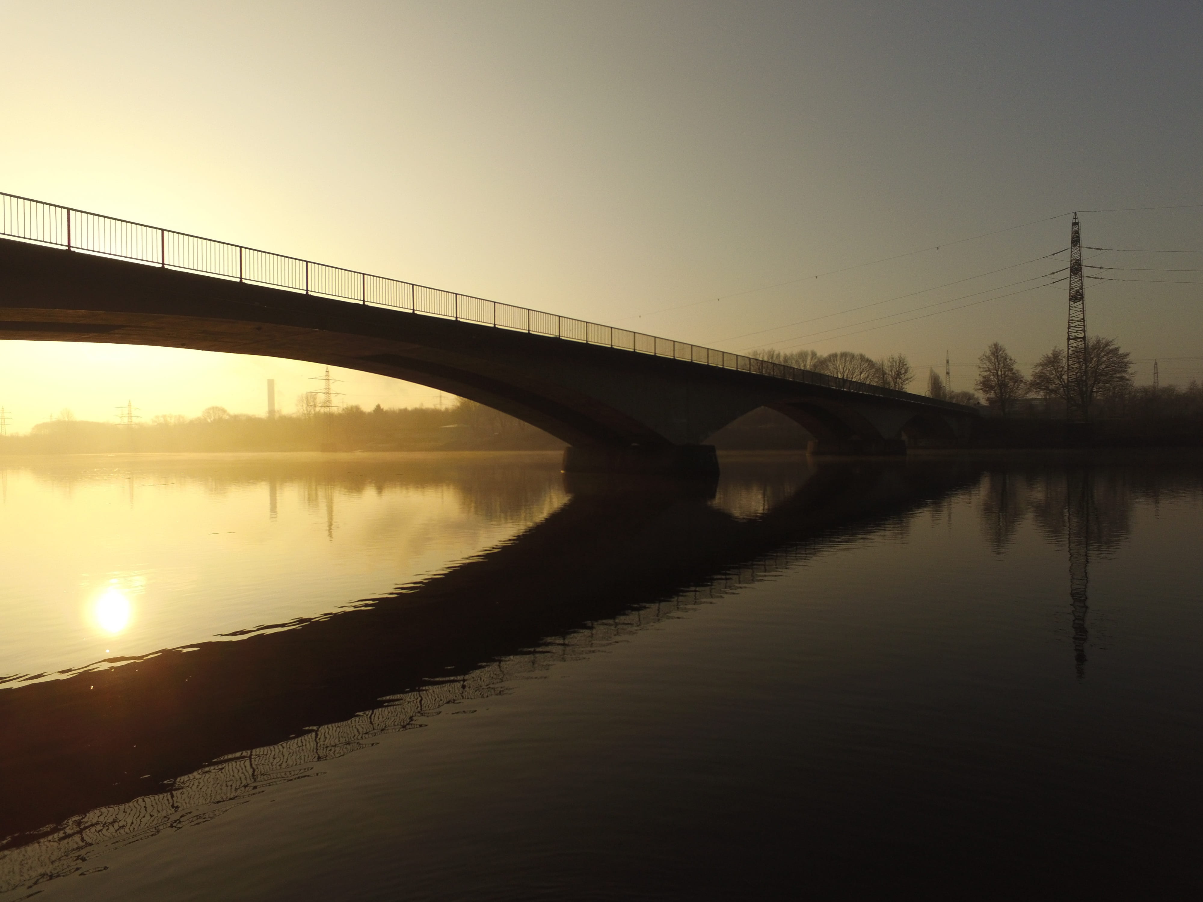 long, Winter, nature, transportation, clear sky, cold, built structure, architecture, arch bridge, sky, morning sun, outdoors, lake in winter, sunset, tranquility, HD Wallpaper