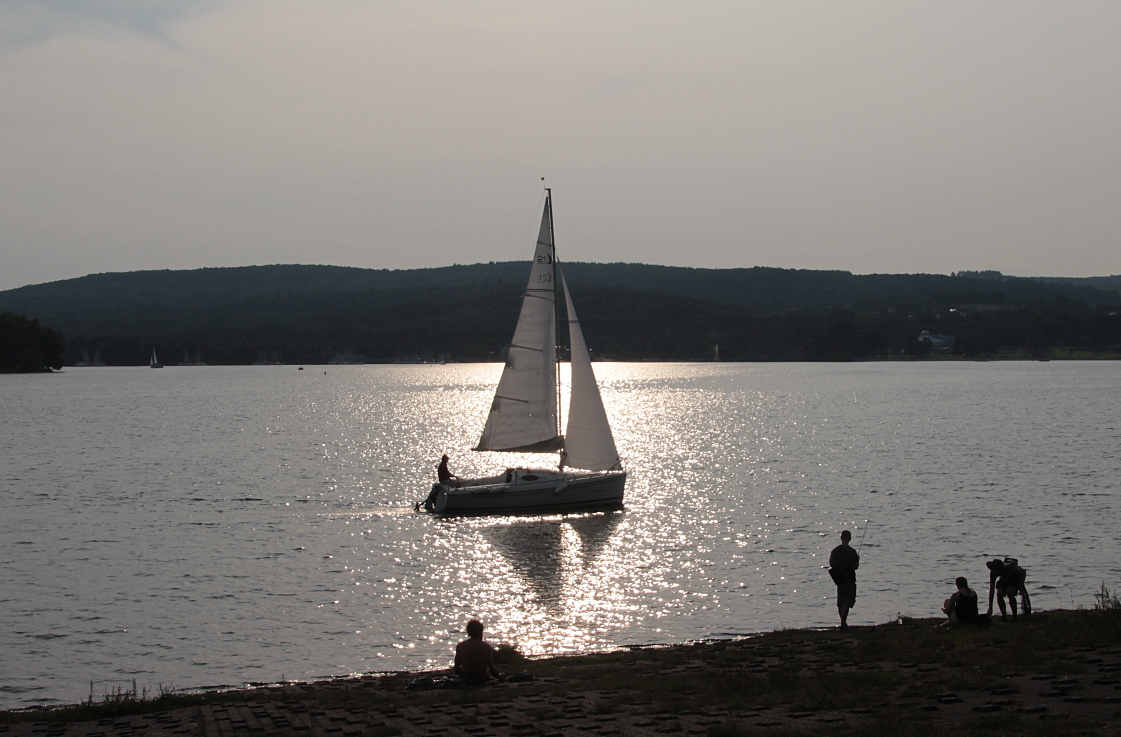 beauty in nature, lighting, nature, water, transportation, scenic, leisure, silhouette, sailboat, summer, boat, mood, leisure activity, nautical vessel, HD Wallpaper