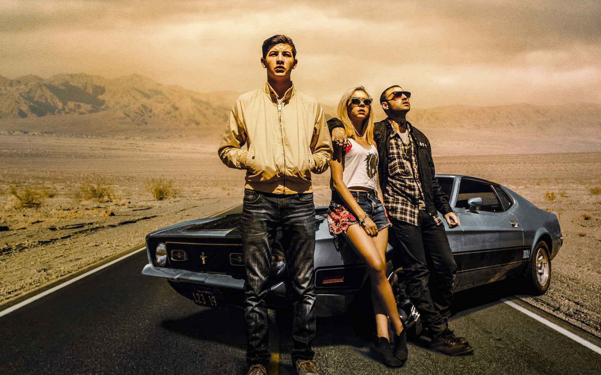 transportation, two people, young women, road trip, hollywood, portrait, standing, car, outdoors, men, adult, nature, sky, Movies, Hollywood Movies, full length, HD Wallpaper