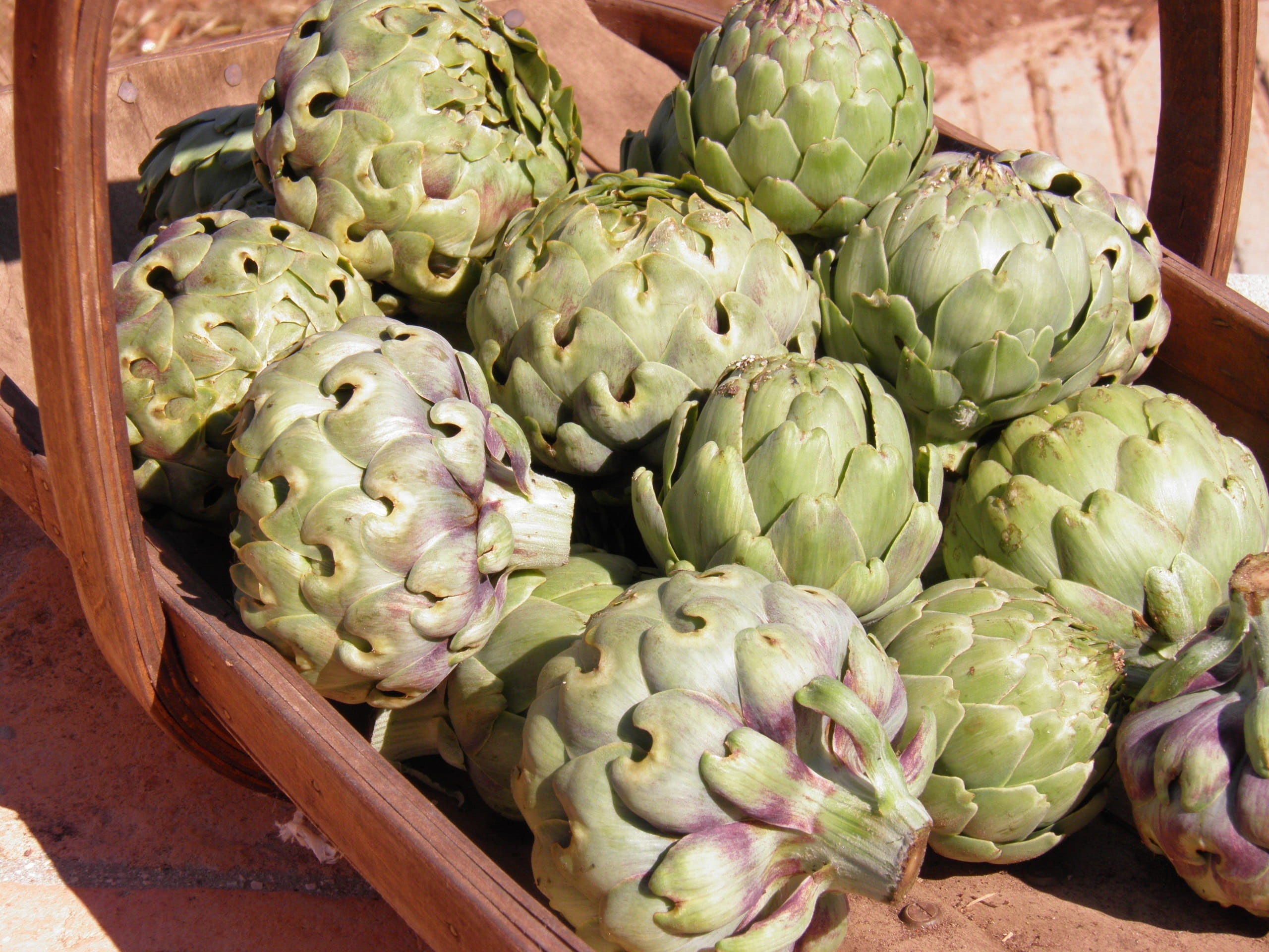 artichoke, food, produce, healthy, round, wellbeing, fruit, for sale, vegetable, ripe, raw food, container, large group of objects, market, high angle view, HD Wallpaper