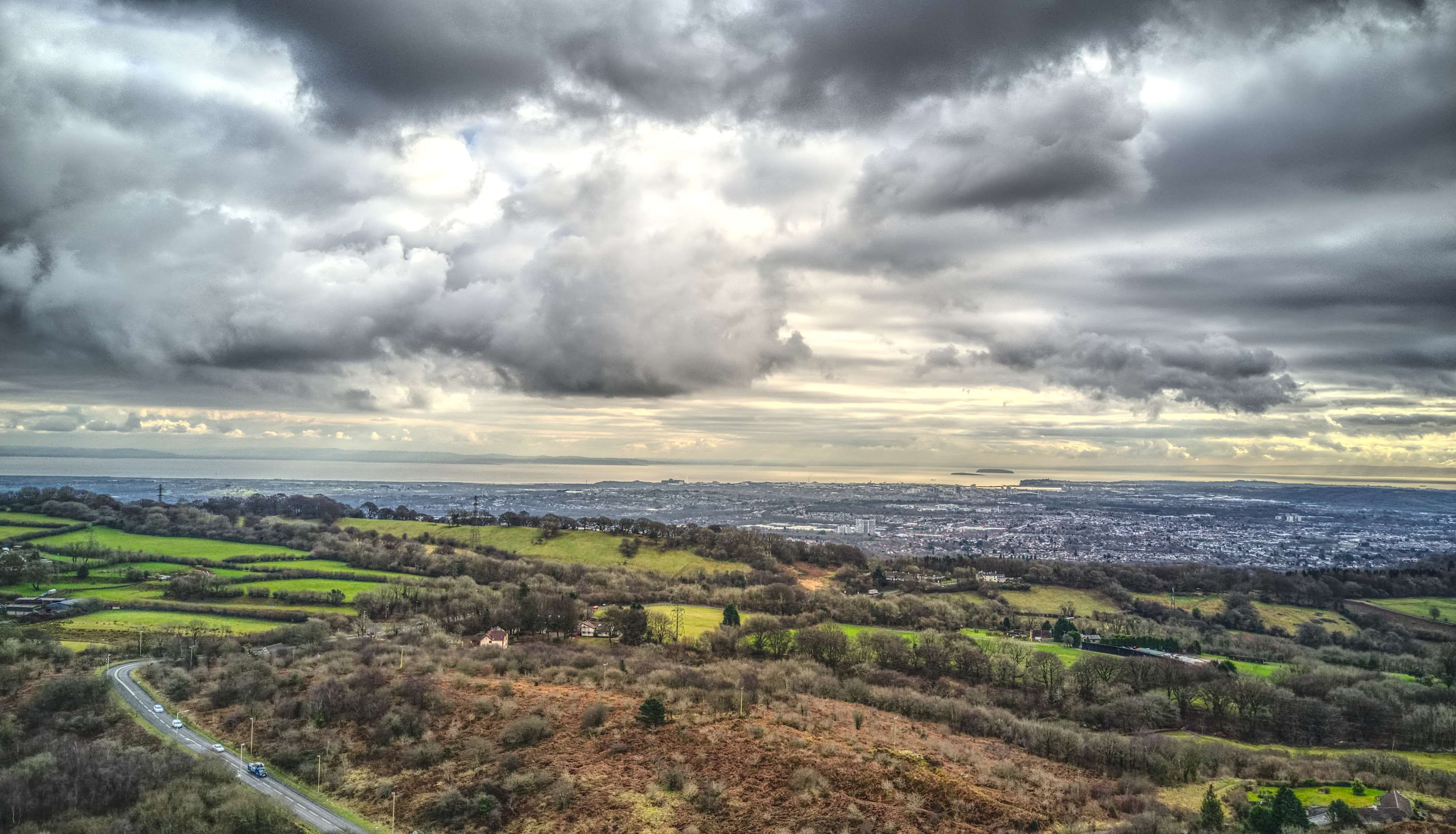 high, cloudy sky, ominous, no people, cloudscape, scenics - nature, sky, 2K, cityscape, beauty in nature, storm, horizon over land, dramatic sky, distance, HD Wallpaper