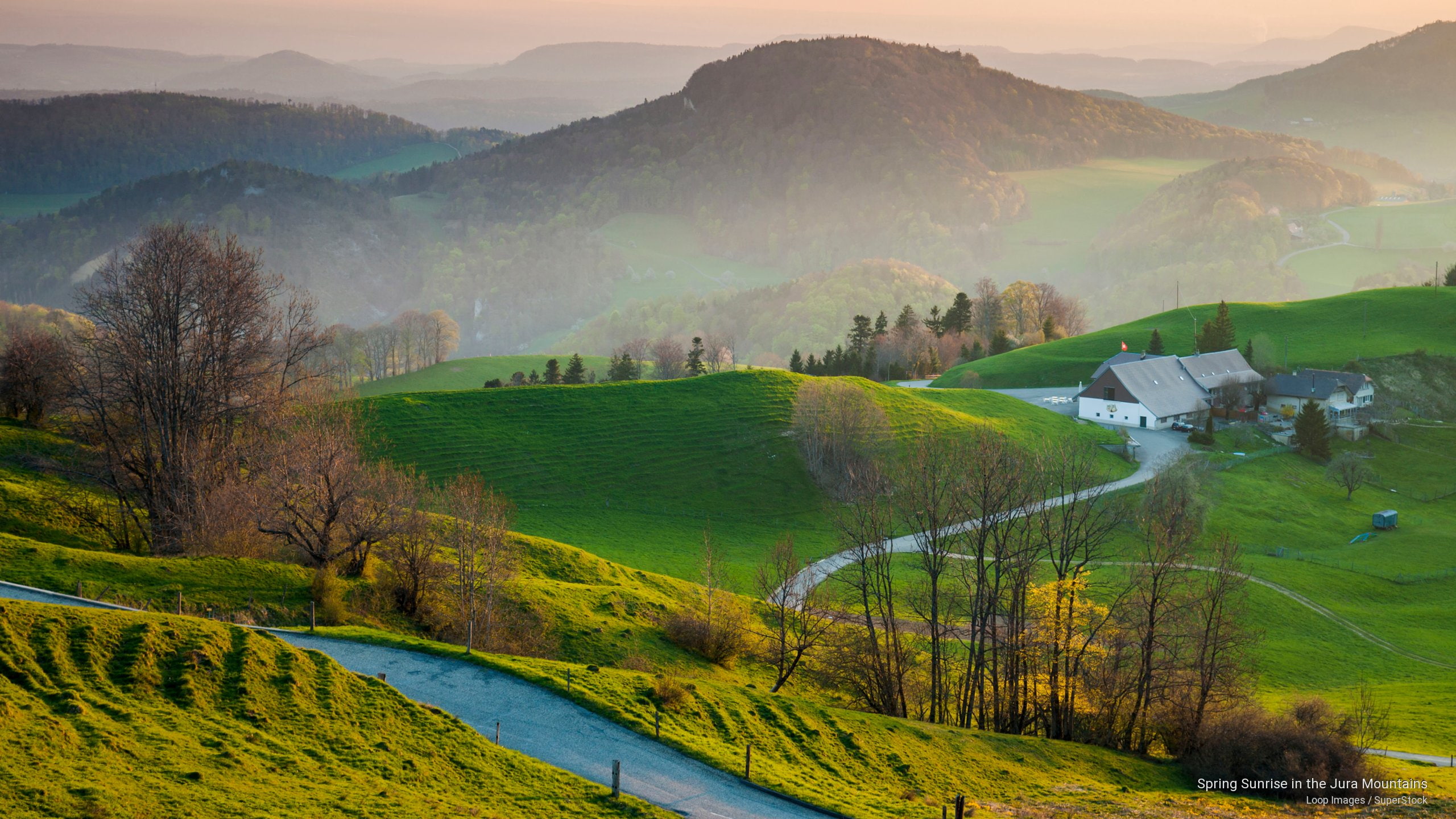 sunrise, mountains, Nature, spring, jura, 2K, HD Wallpaper