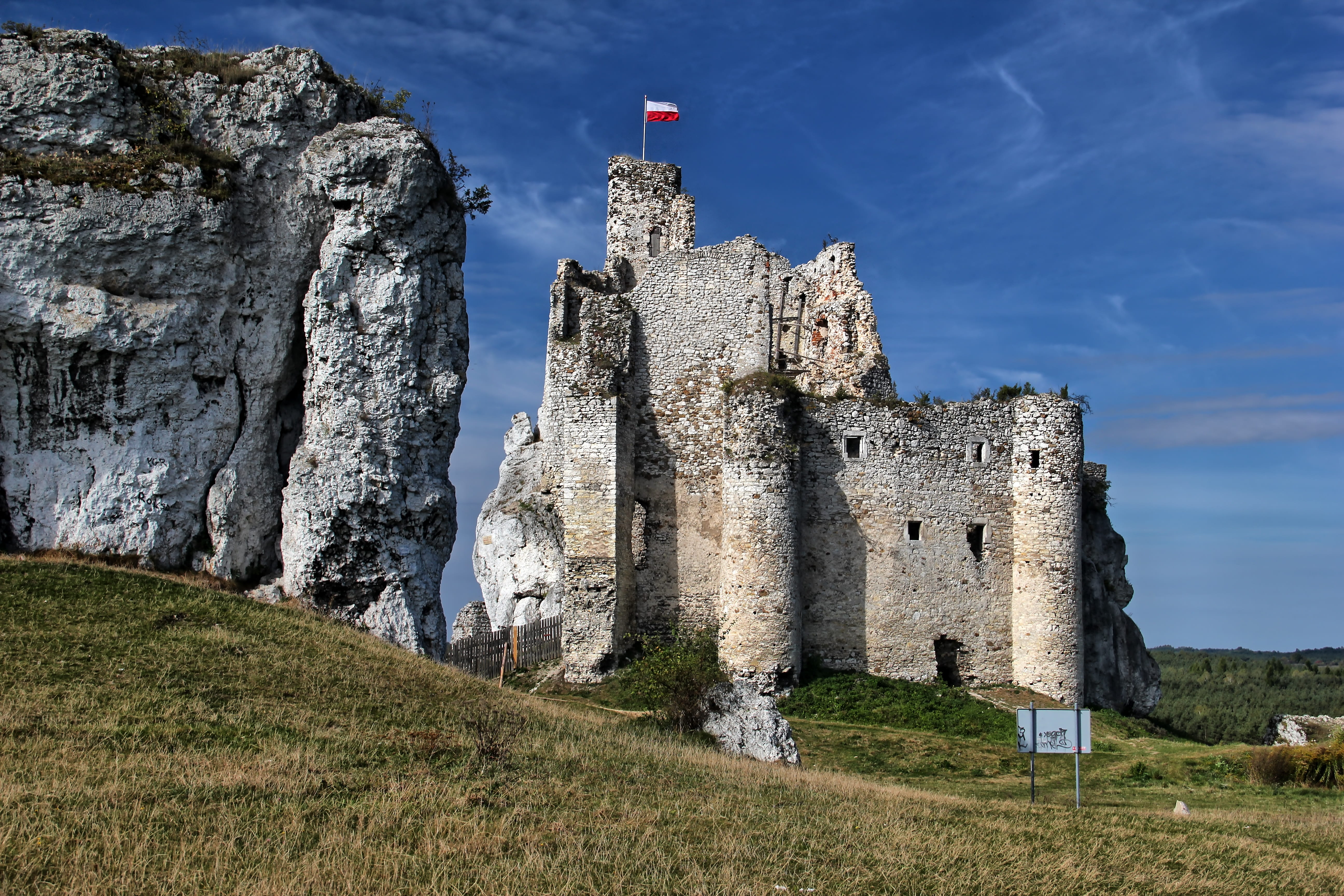 the past, mountain, rocks, nature, day, no people, view, grass, jura krakowsko-czestochowa, gmina mirów castle, castle, poland, tourism, solid, jura, monument, HD Wallpaper