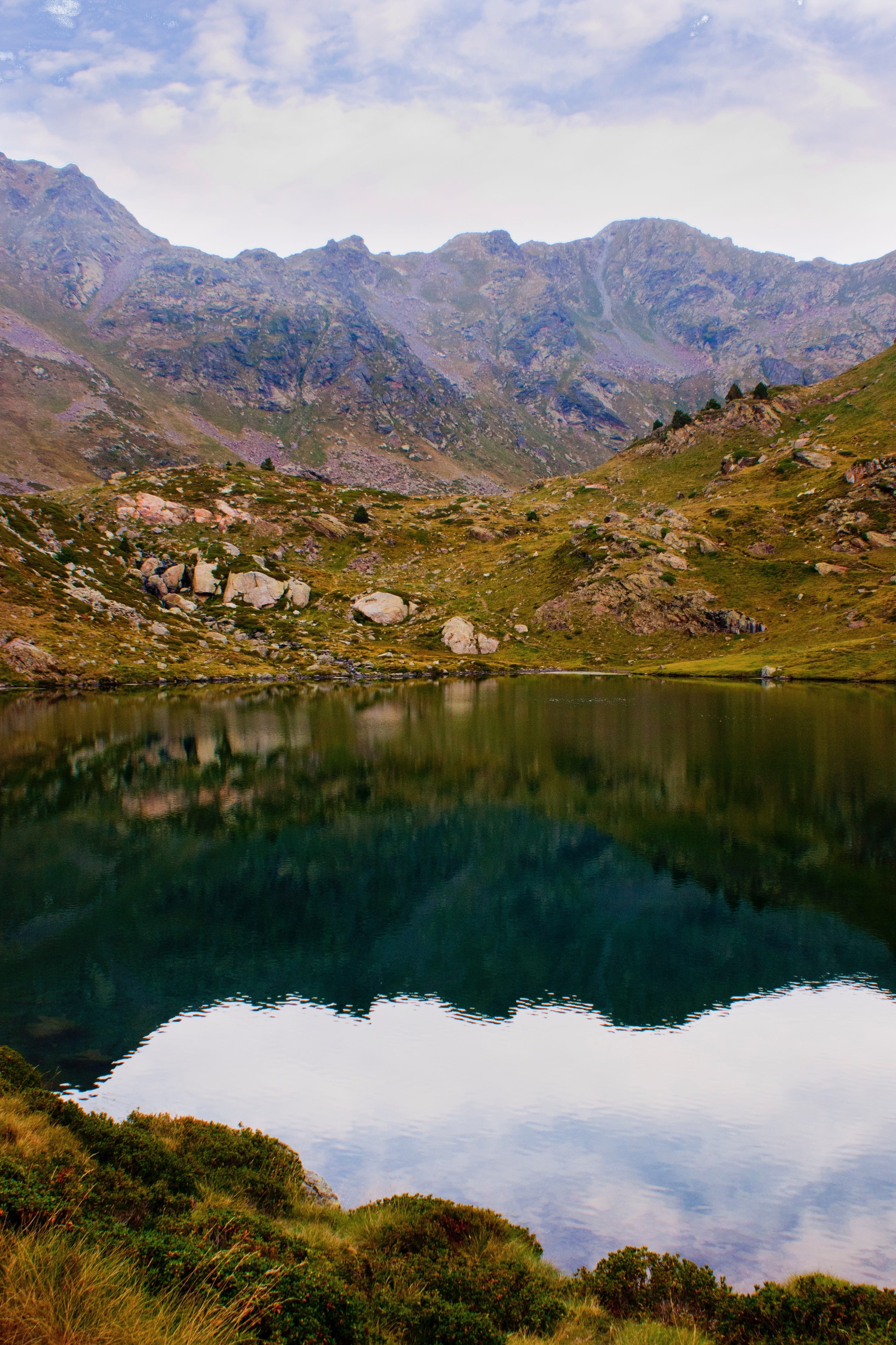 walk, reflection lake, landscape, mountaineering, mountain range, tranquil scene, clouds, inner peace, beauty in nature, non-urban scene, scenic, lake, Phone HD Wallpaper