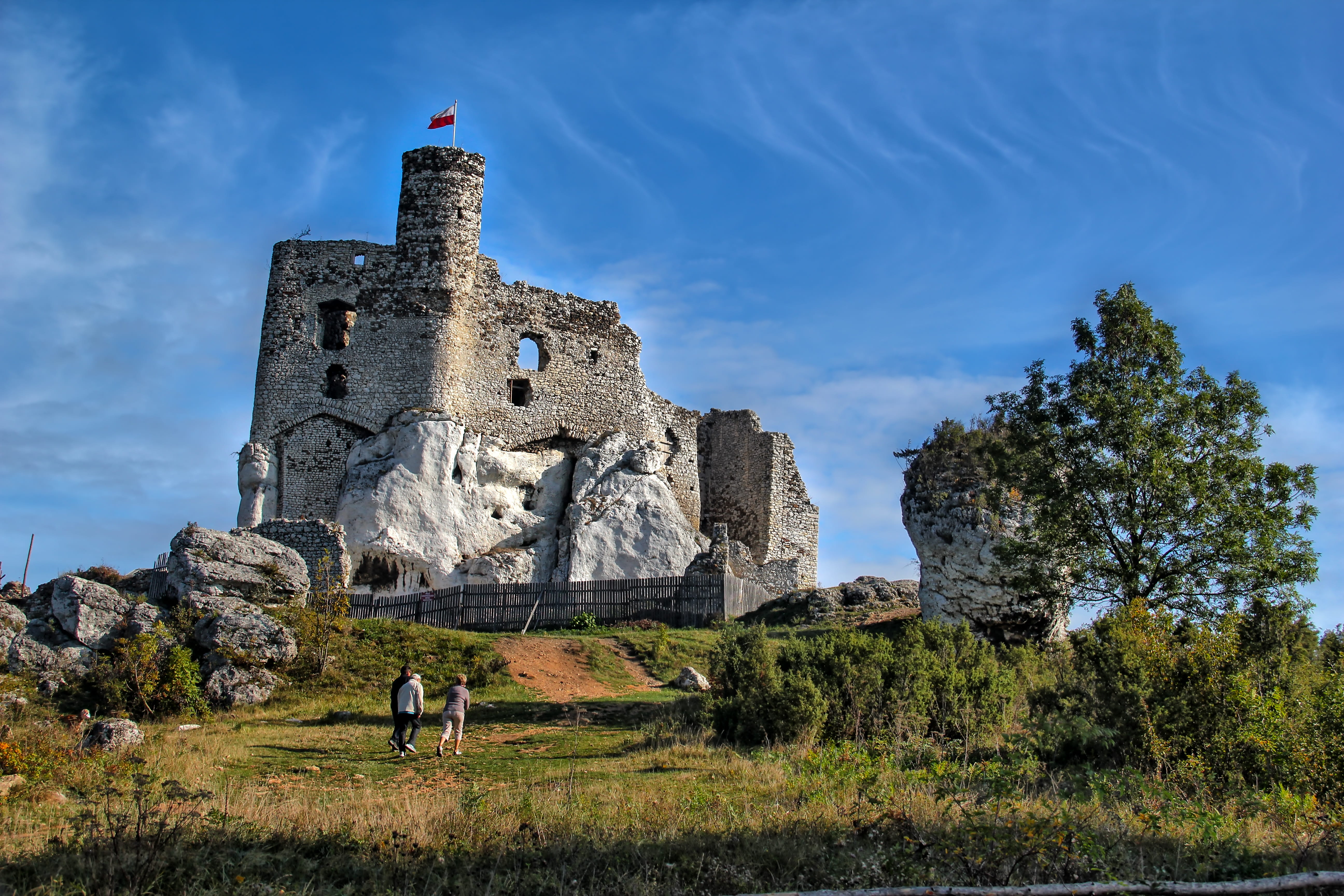 old ruin, ruined, sky, landscape, grass, built structure, castle, the past, tree, cloud - sky, mirow, clouds, limestones, tourism, poland, architecture, HD Wallpaper