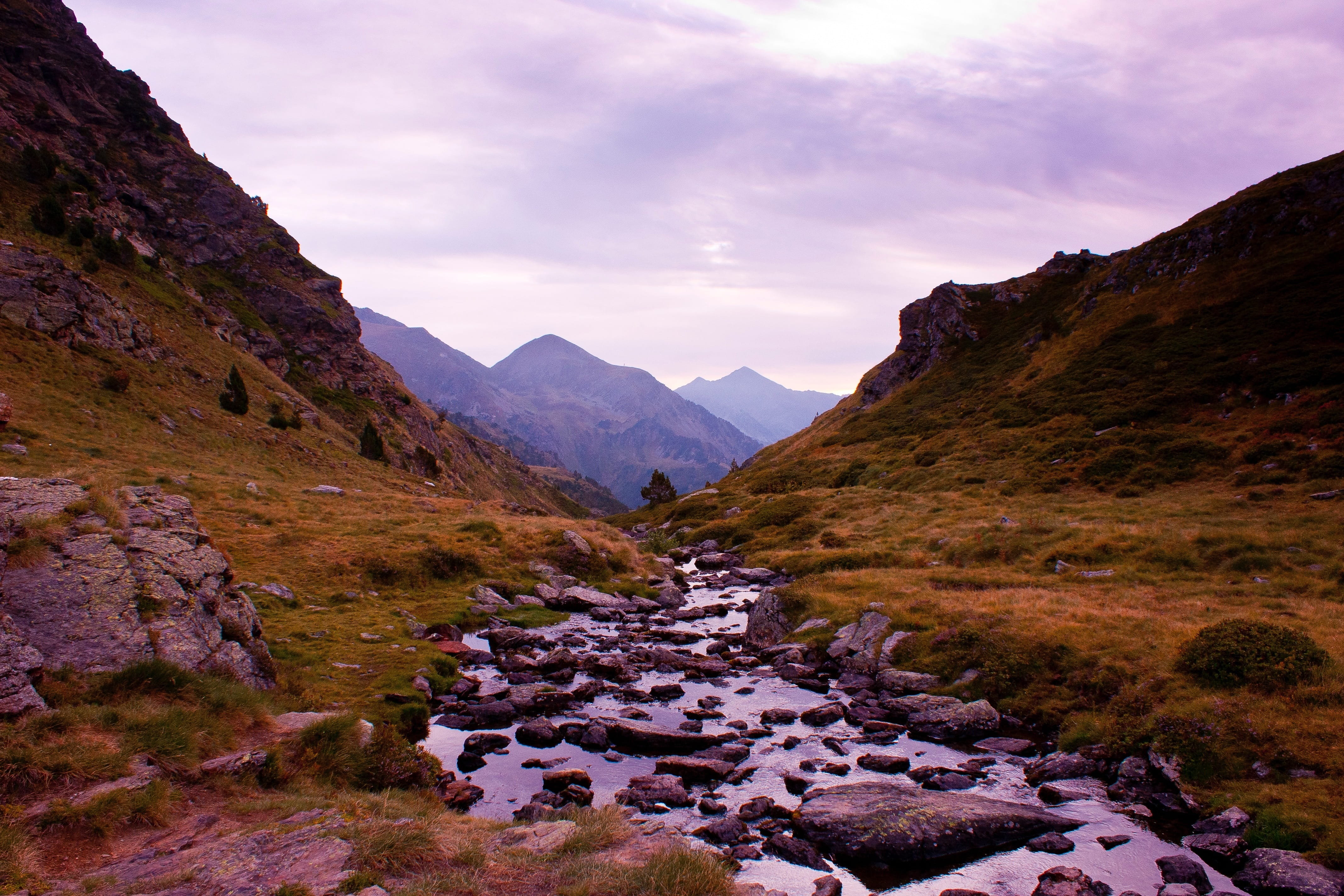 tristaina, environment, outdoors, clouds, water, stones, mountain, tranquil scene, mountaineering, day, landscape, rock - object, formation, andorra, hills, HD Wallpaper