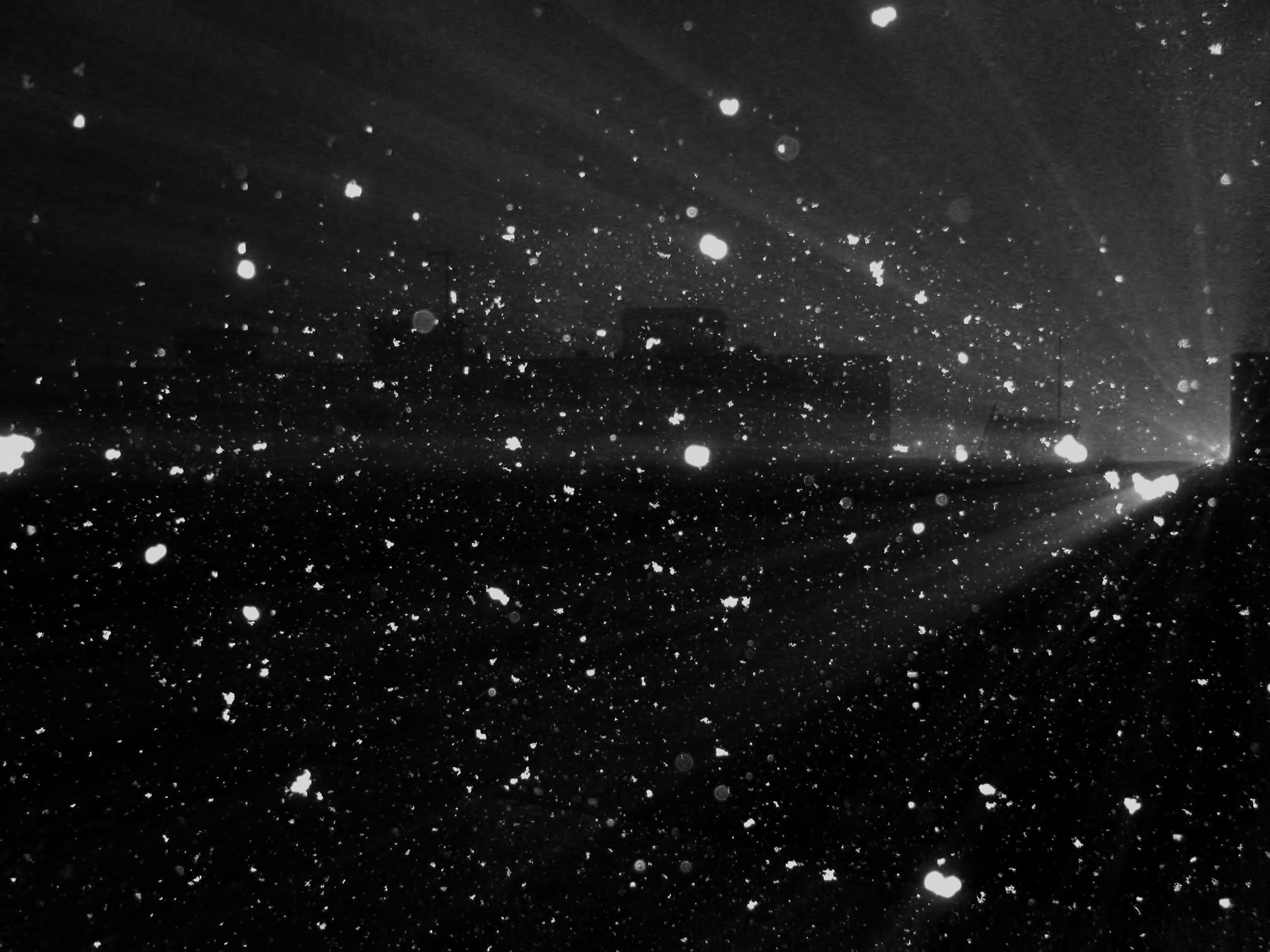 scenics - nature, sky, window, black and white, winter, rain, motion, snowfall, untitled, silhouette, astronomy, cold temperature, no people, snowing, lights, HD Wallpaper