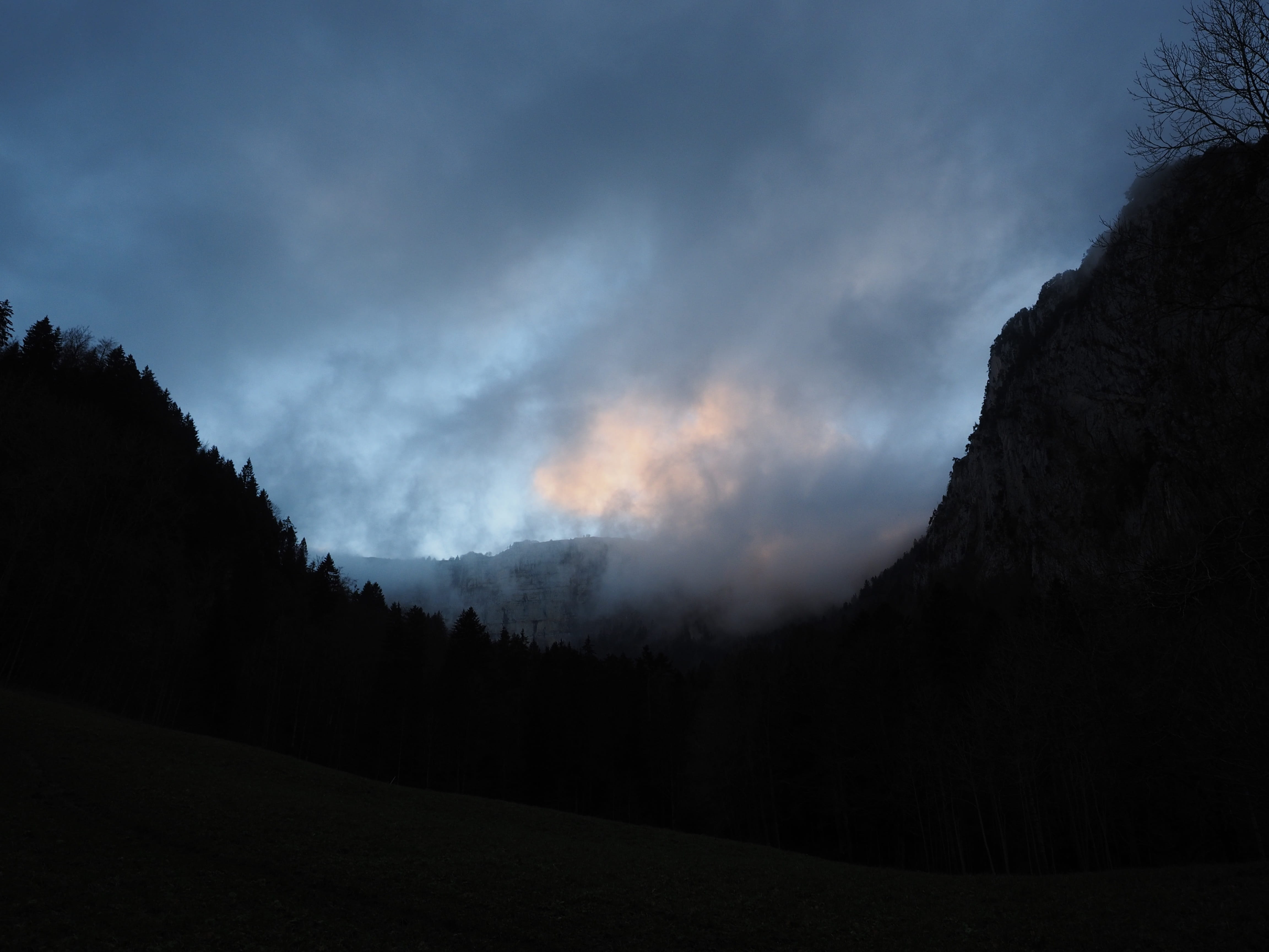 Swiss Jura, idyllic, no people, tranquil scene, landscape, tranquility, smoke - physical structure, beauty in nature, Noiraigue, ridge, mountain range, HD Wallpaper