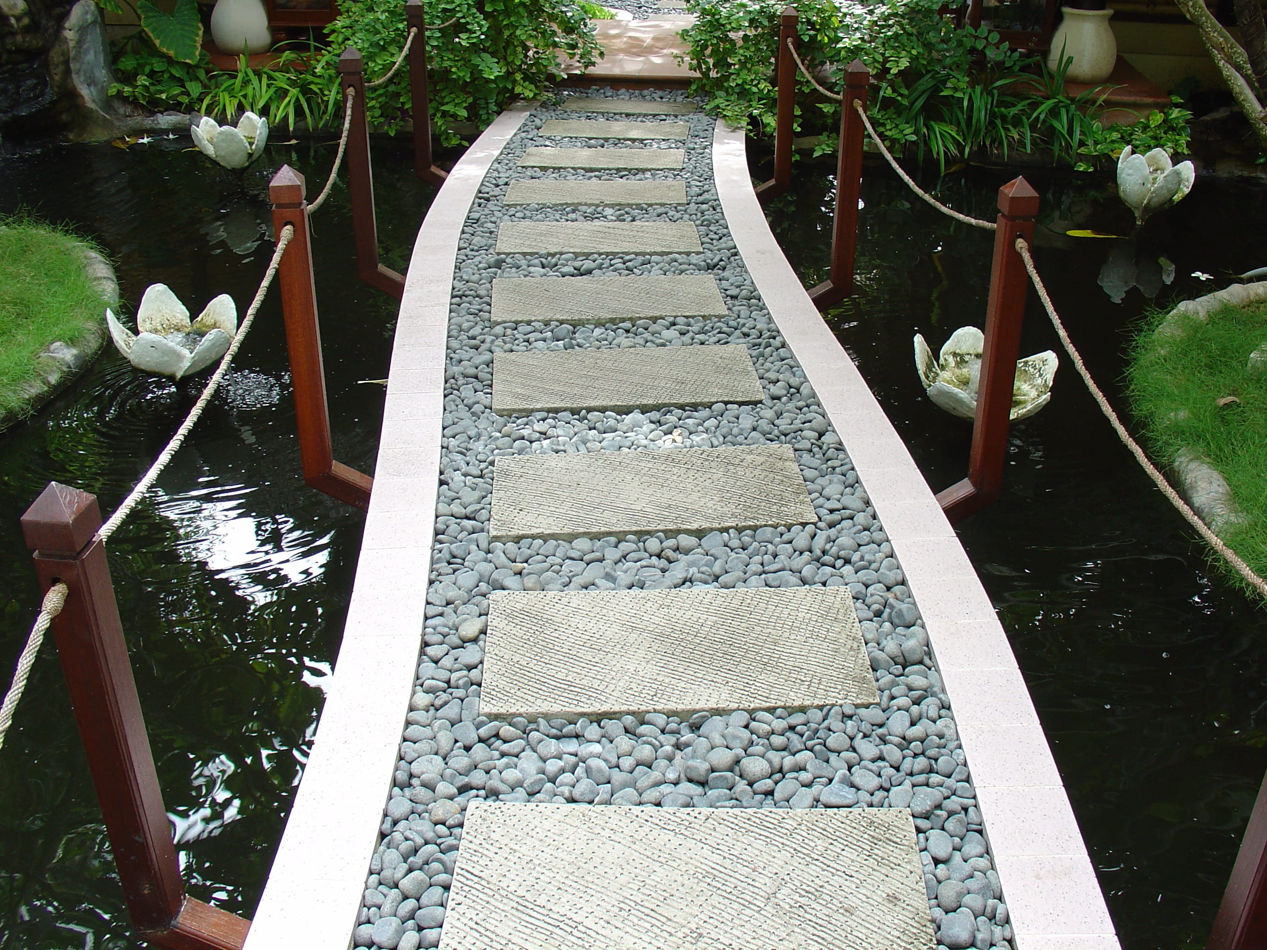 park - man made space, staircase, steinweg, solid, maldives, lake, outdoors, high angle view, growth, formal garden, water lilies, plant, reflection, pond, HD Wallpaper