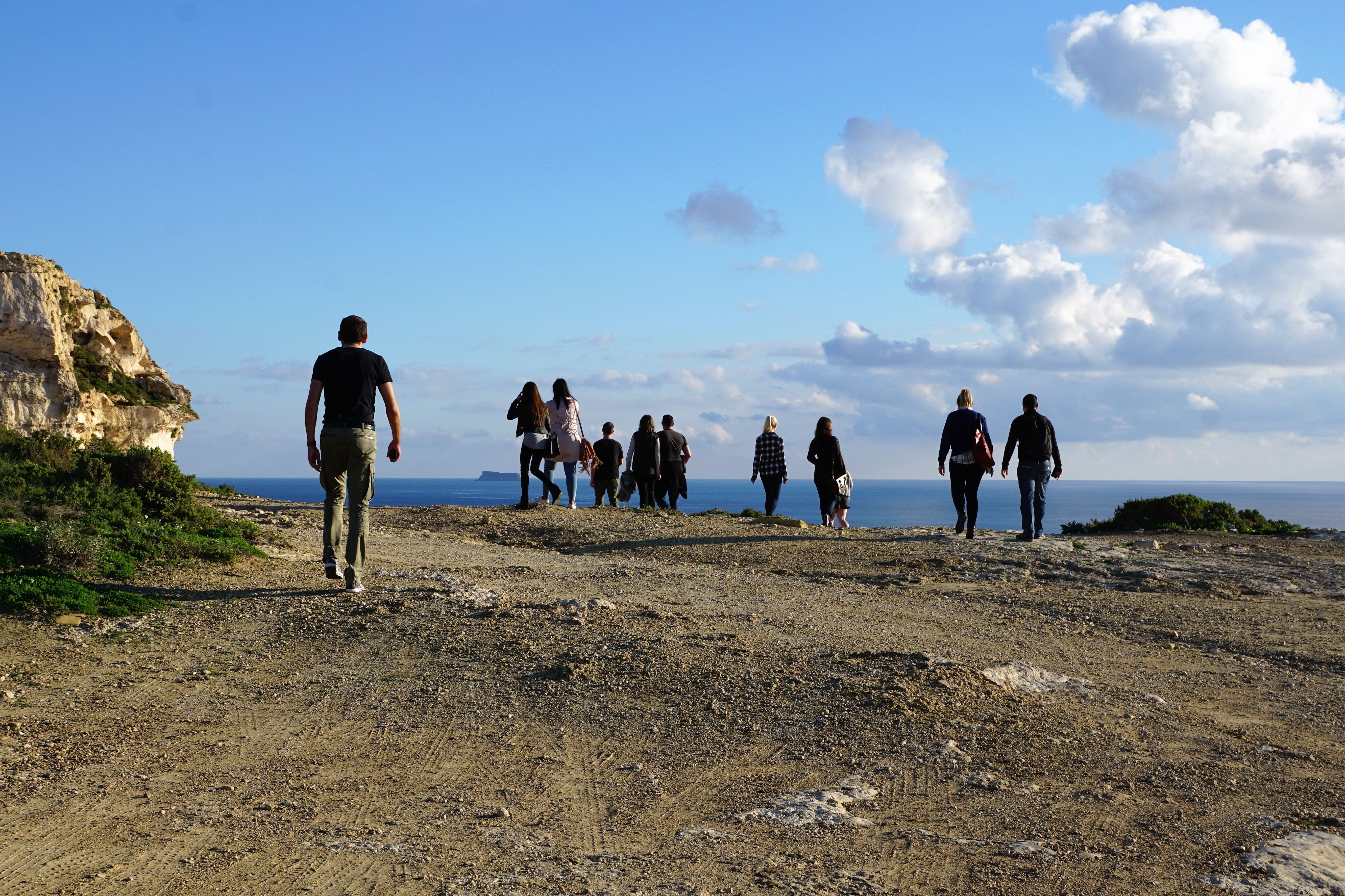 mountain, scenics - nature, group Of People, near, vacations, nature, man, land, crowd, lifestyles, people, large group of people, sky, leisure activity, HD Wallpaper