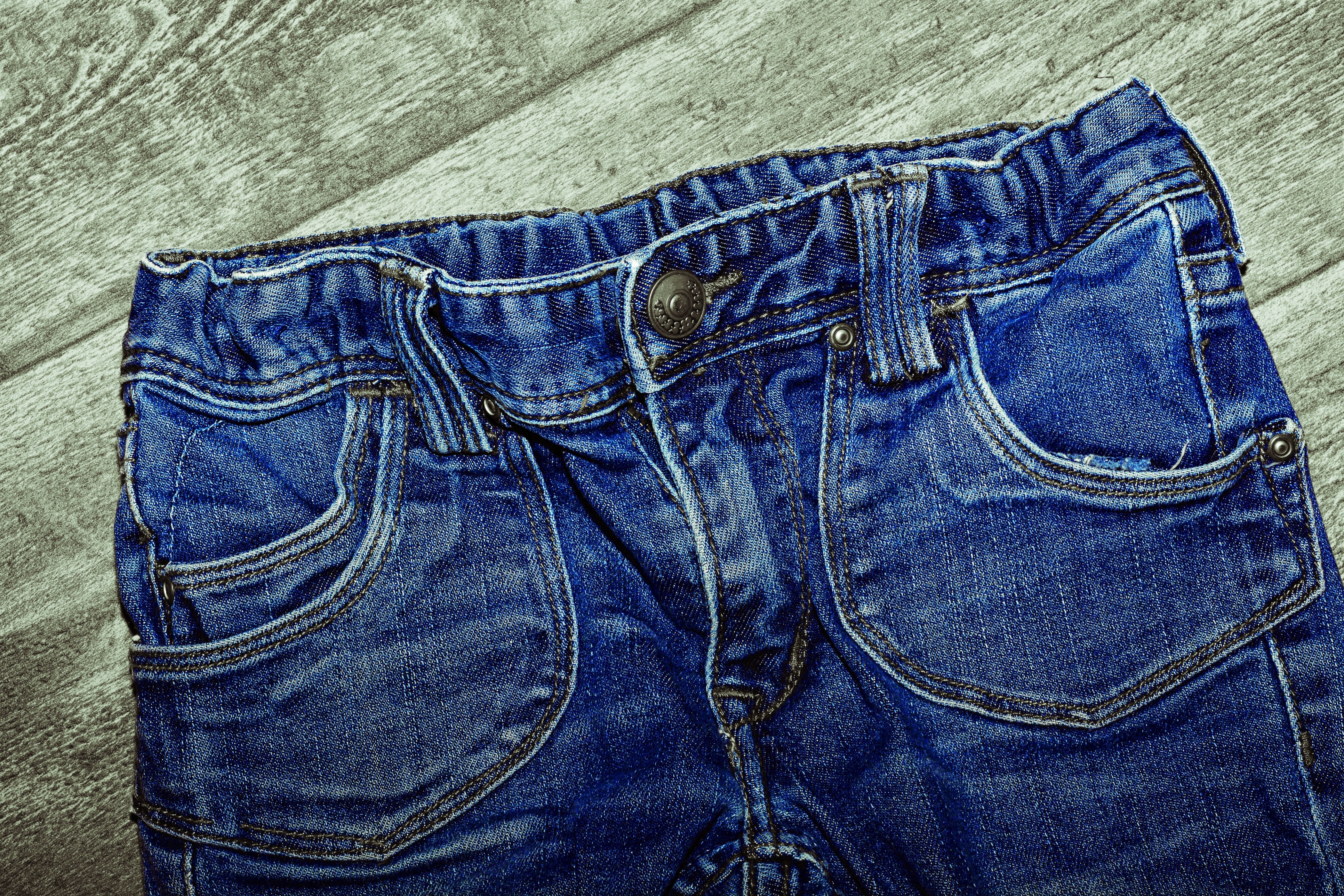 textile, bottoms, fashion, pants, blue, 4K, washed, indoors, material, blue jeans, high angle view, pocket, close-up, still life, garment, backgrounds, HD Wallpaper