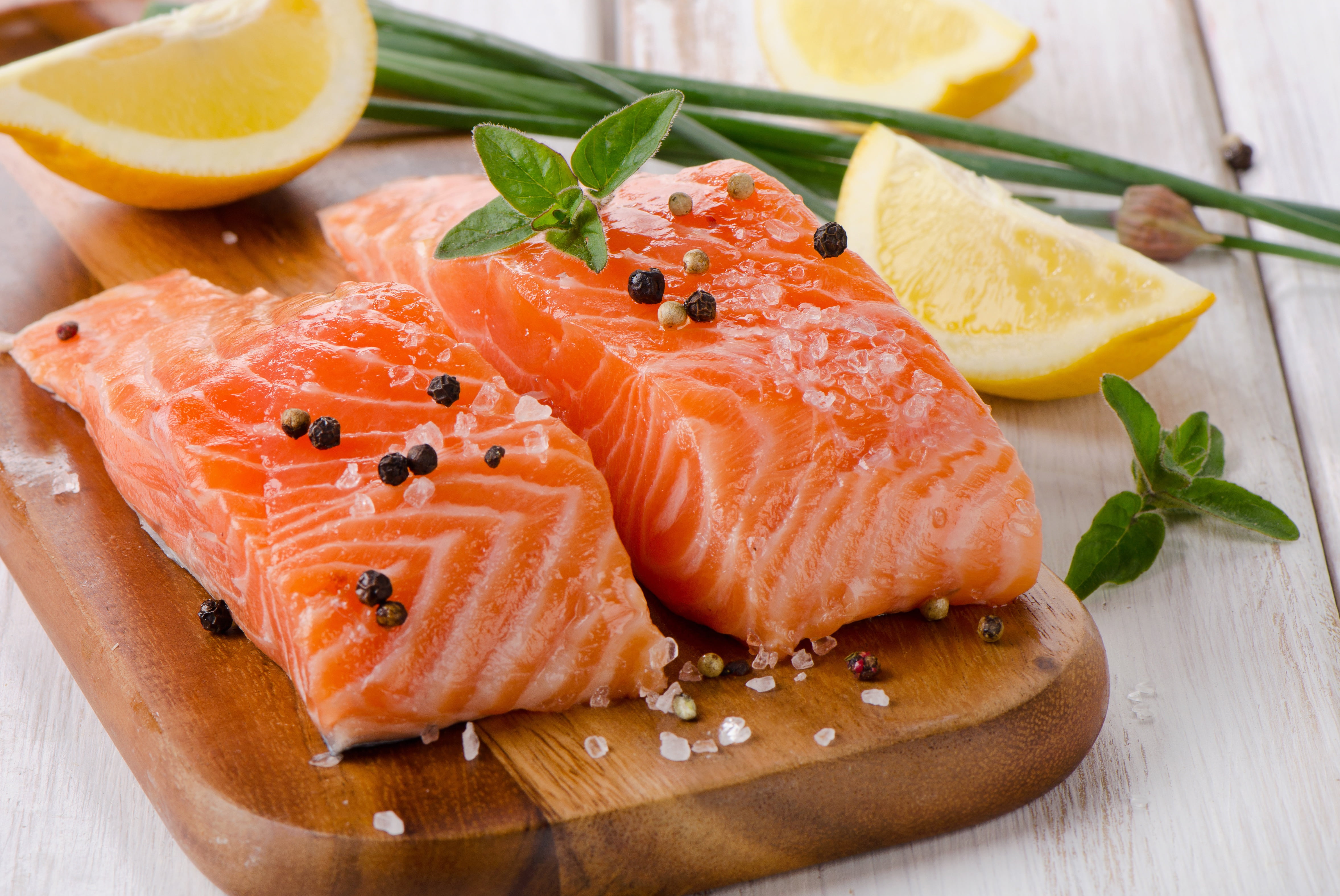 spices, salmon, fish, lemon, 4K, HD Wallpaper