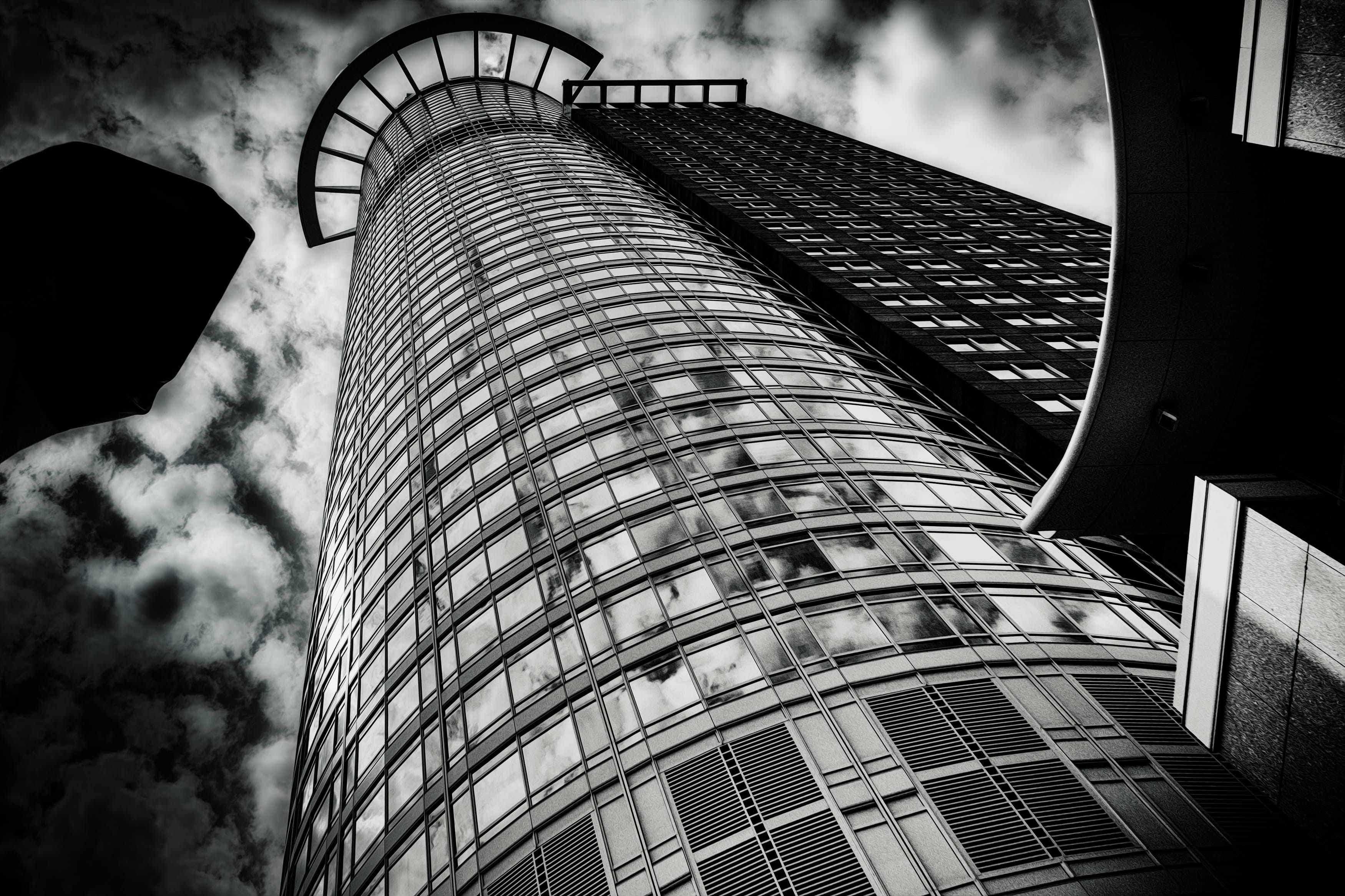 architecture, low angle view, black, germany, architectures, beautiful, tall - high, clouds, architecturelovers, travel destinations, tower, nofilter, directly below, HD Wallpaper