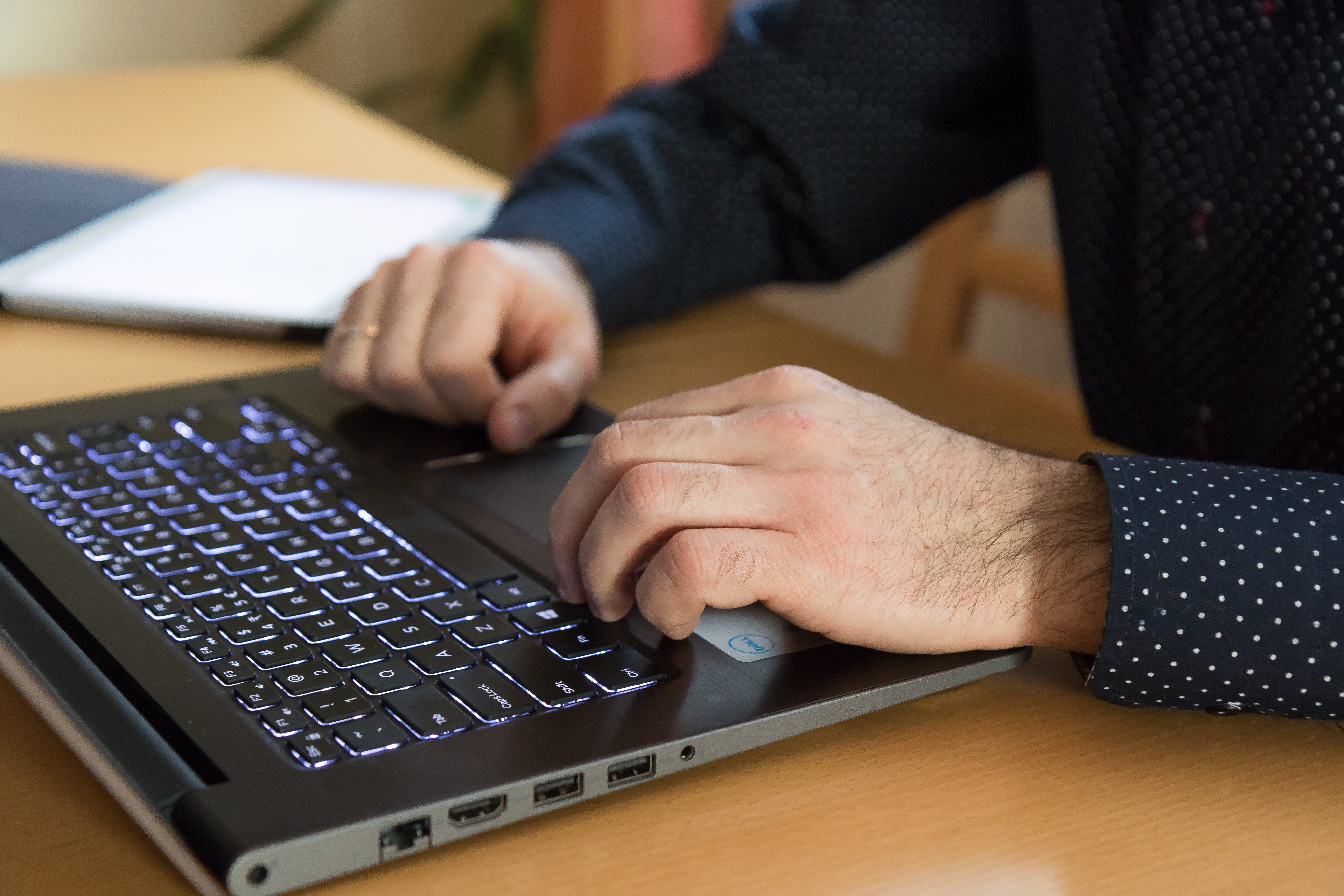 using laptop, technology, communication, hand, one person, human hand, human body part, black, male, adults only, work, laptop, hands, 5K, wireless technology, HD Wallpaper